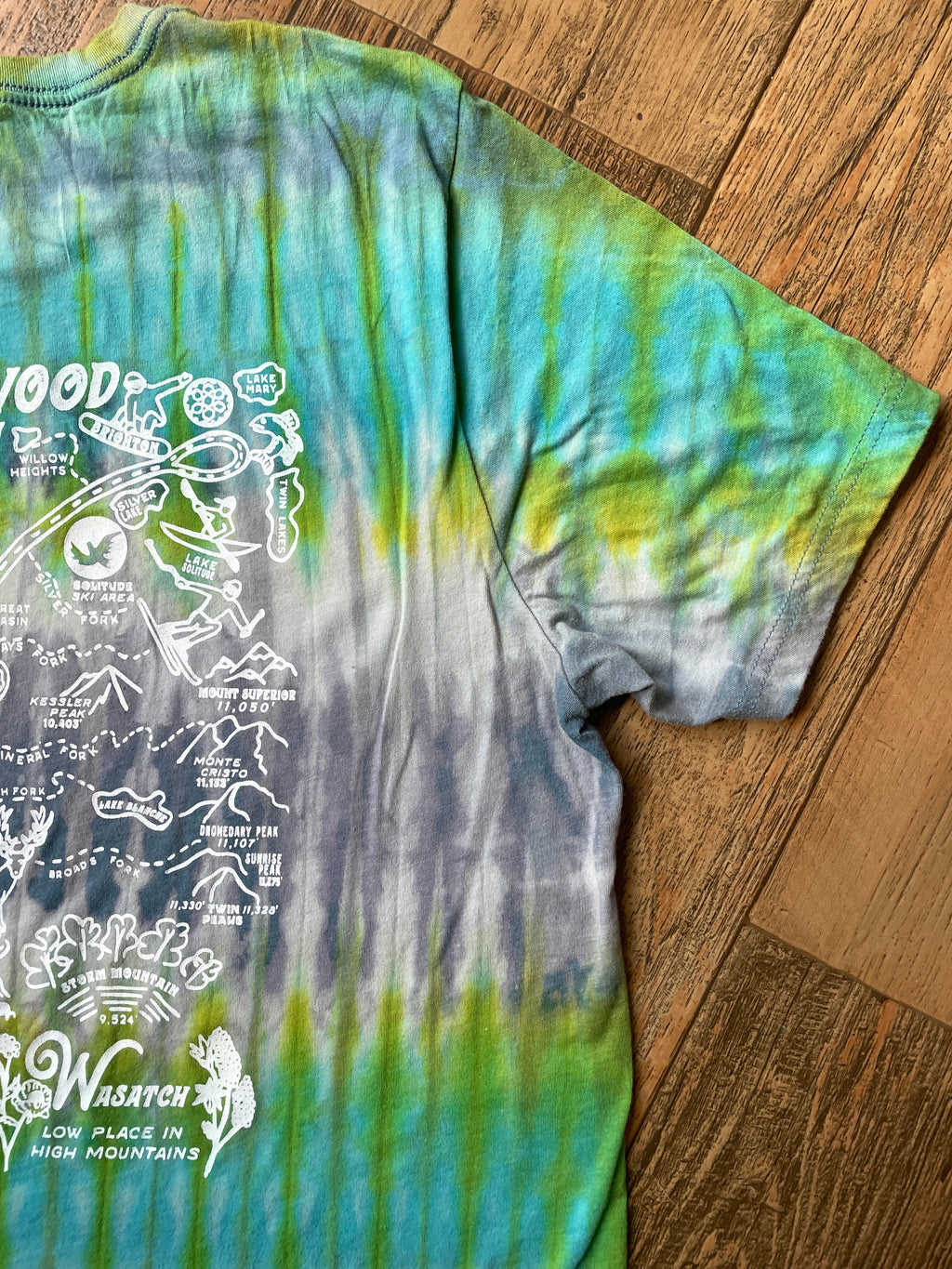 Big Cottonwood Canyon, Utah Blue and Green Reverse Tie Dye Short Sleeve T-Shirt | Men's Large