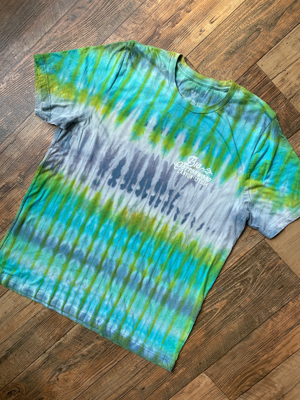 Big Cottonwood Canyon, Utah Blue and Green Reverse Tie Dye Short Sleeve T-Shirt | Men's Large