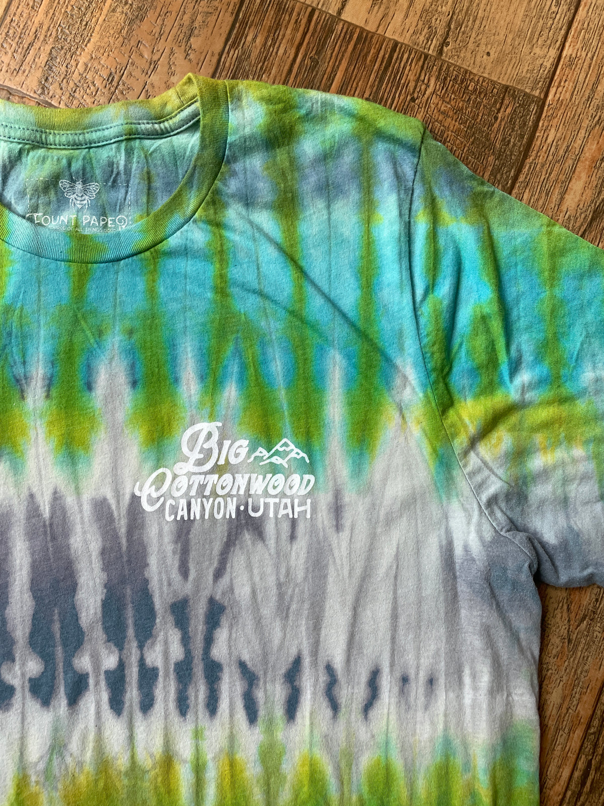 Big Cottonwood Canyon, Utah Blue and Green Reverse Tie Dye Short Sleeve T-Shirt | Men's Large