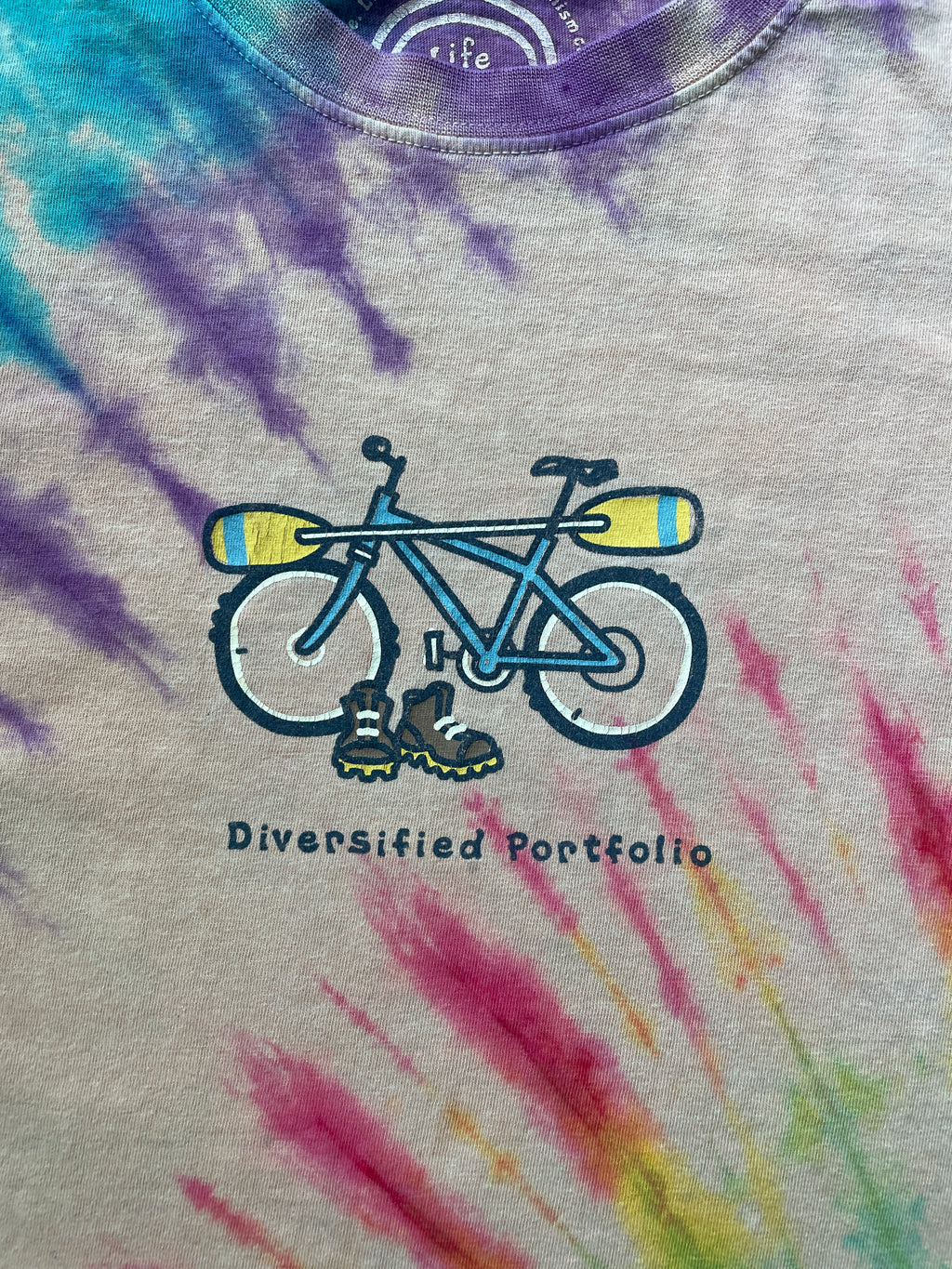 Life is Good "Diversified Portfolio" Tie Dye Short Sleeve T-Shirt | Men's Large