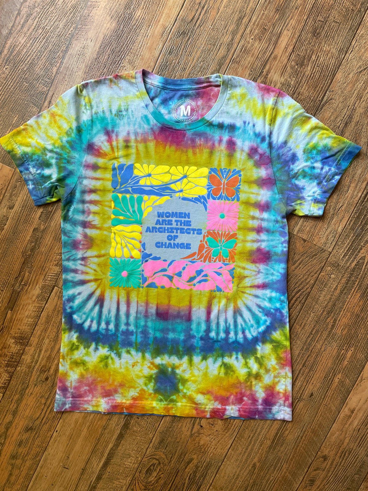 Women Are the Architects of Change Multicolor Tie Dye Short Sleeve T-Shirt | Unisex Medium