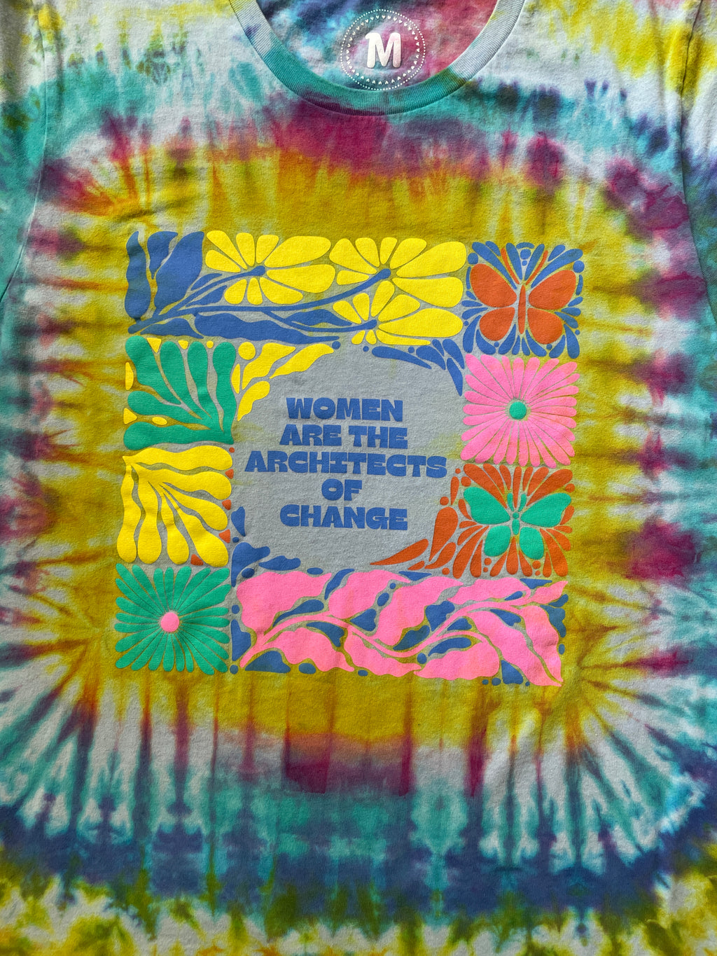 Women Are the Architects of Change Multicolor Tie Dye Short Sleeve T-Shirt | Unisex Medium