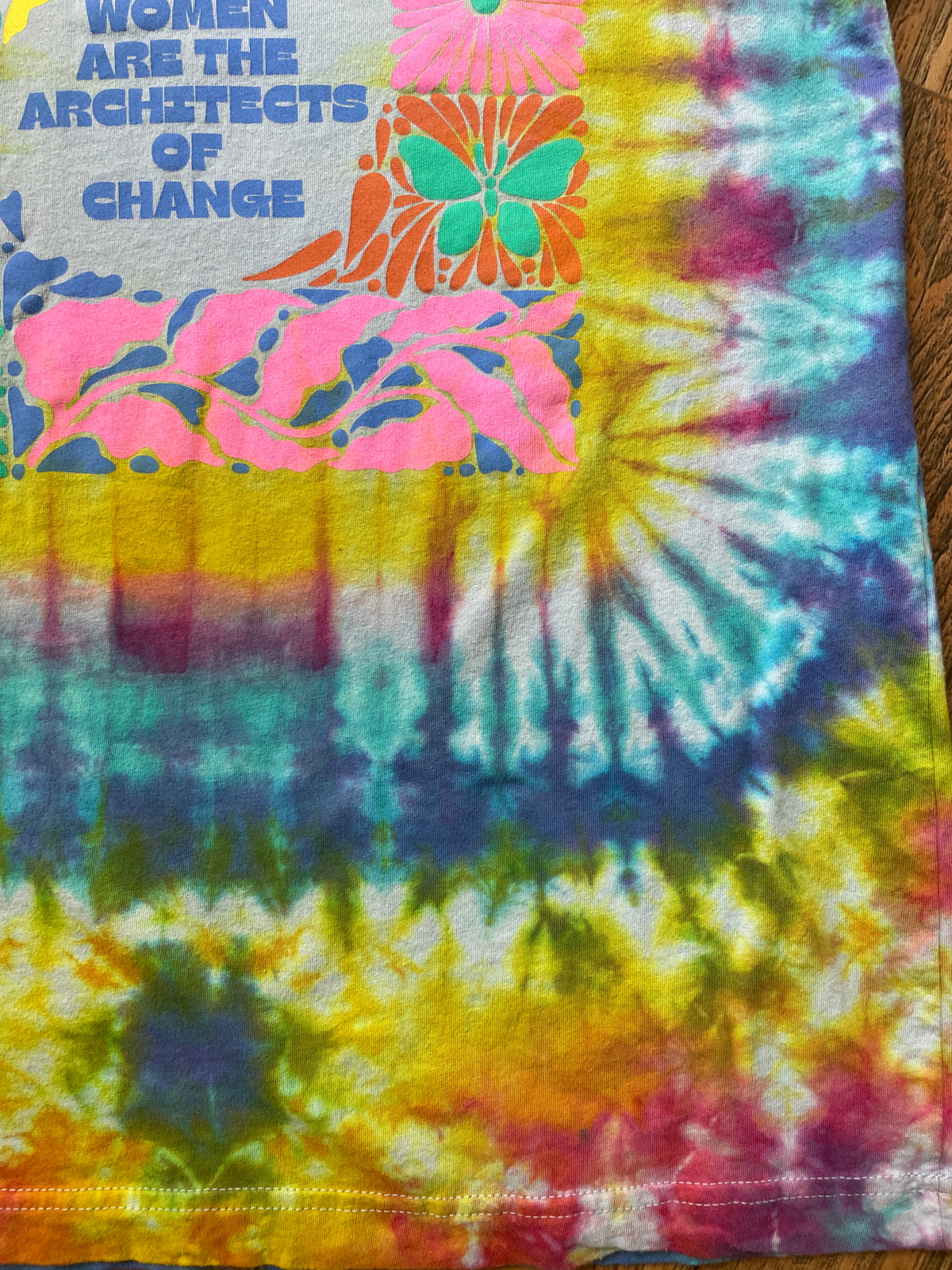 Women Are the Architects of Change Multicolor Tie Dye Short Sleeve T-Shirt | Unisex Medium