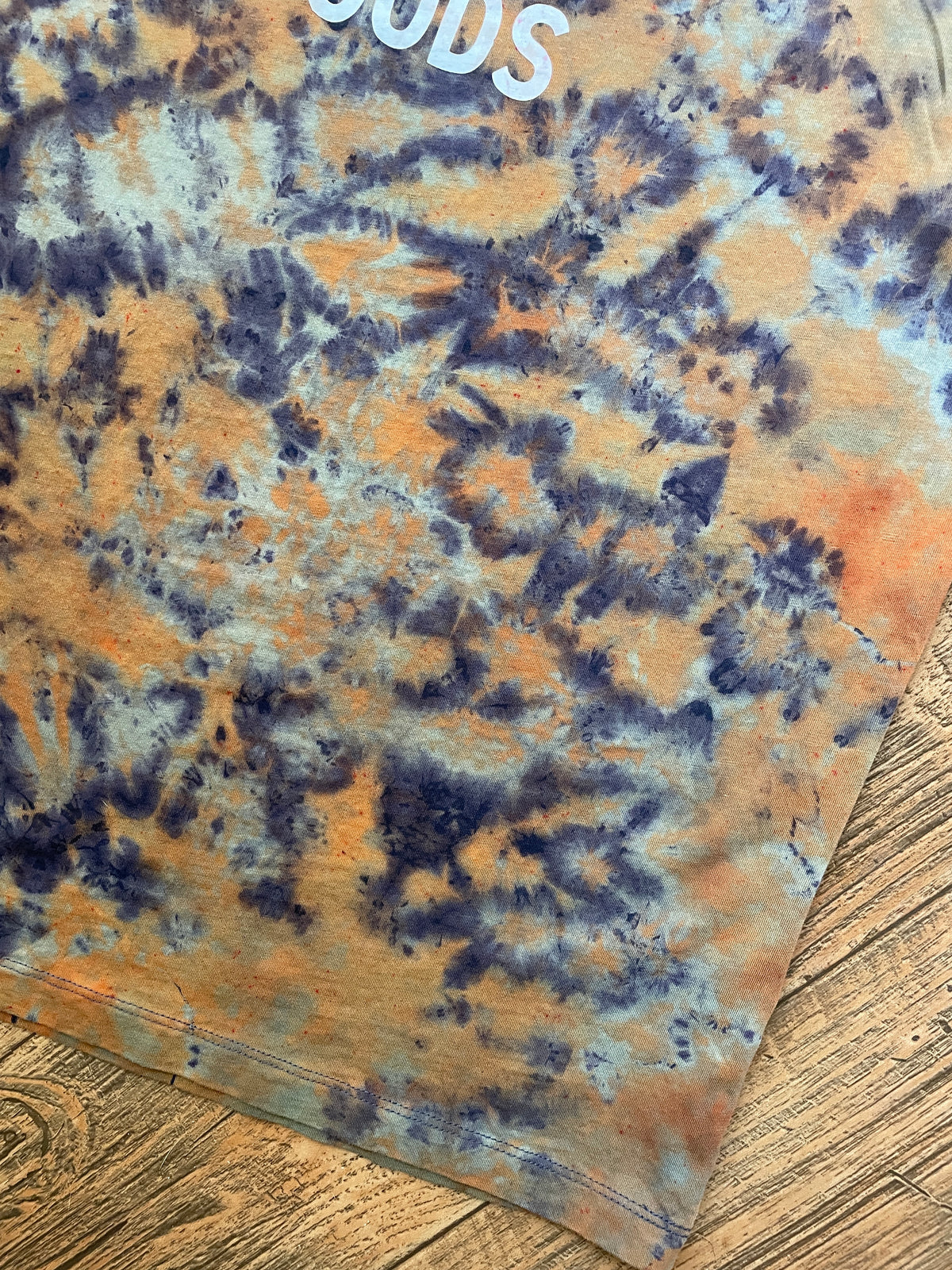 Tecovas Western Goods Blue and Brown Reverse Tie Dye Short Sleeve T-Shirt | Men's Medium