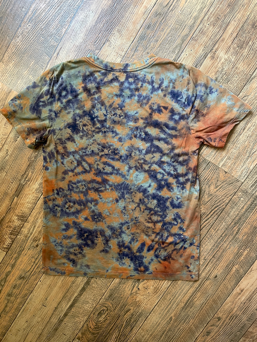 Tecovas Western Goods Blue and Brown Reverse Tie Dye Short Sleeve T-Shirt | Men's Medium