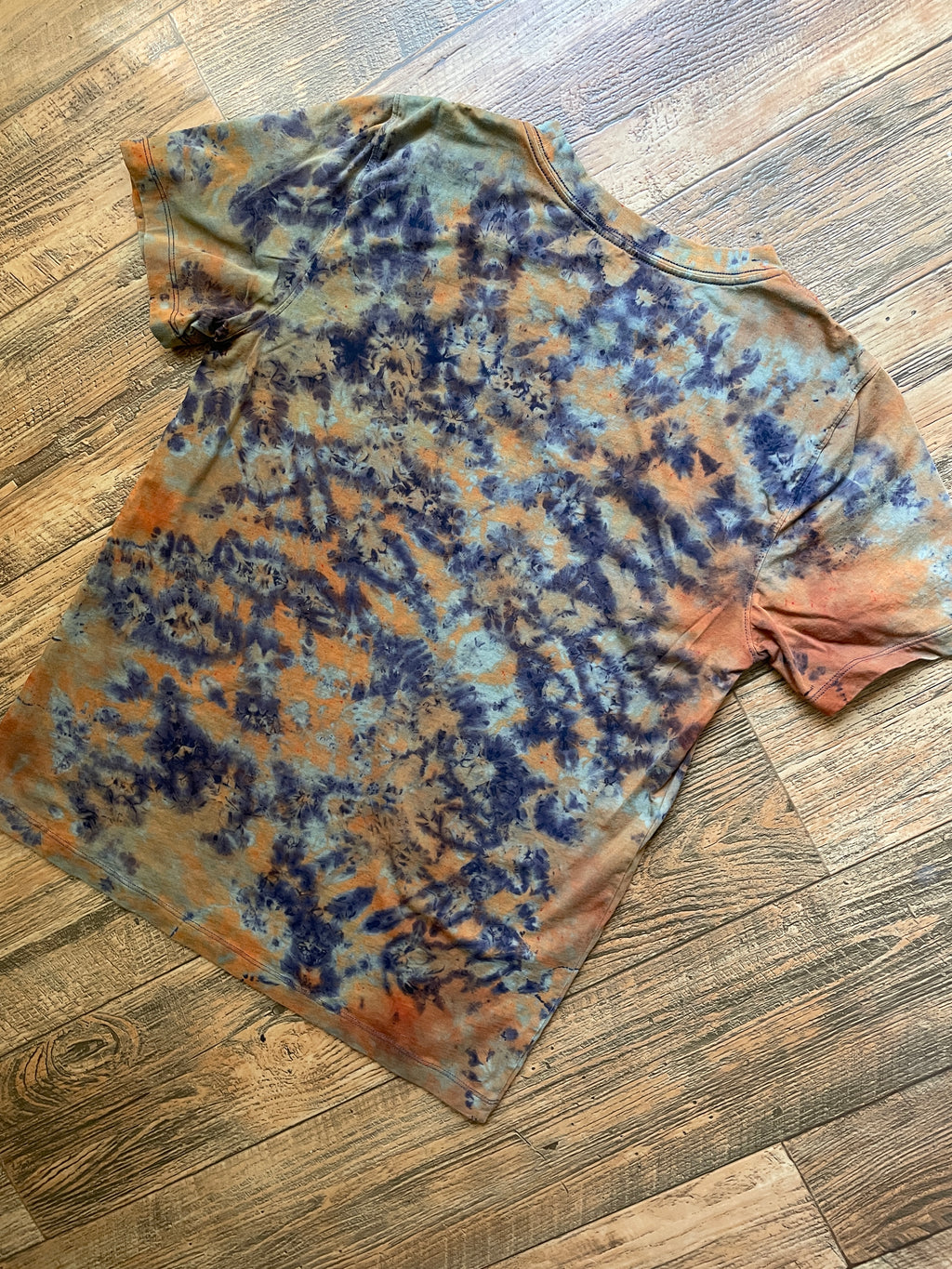 Tecovas Western Goods Blue and Brown Reverse Tie Dye Short Sleeve T-Shirt | Men's Medium