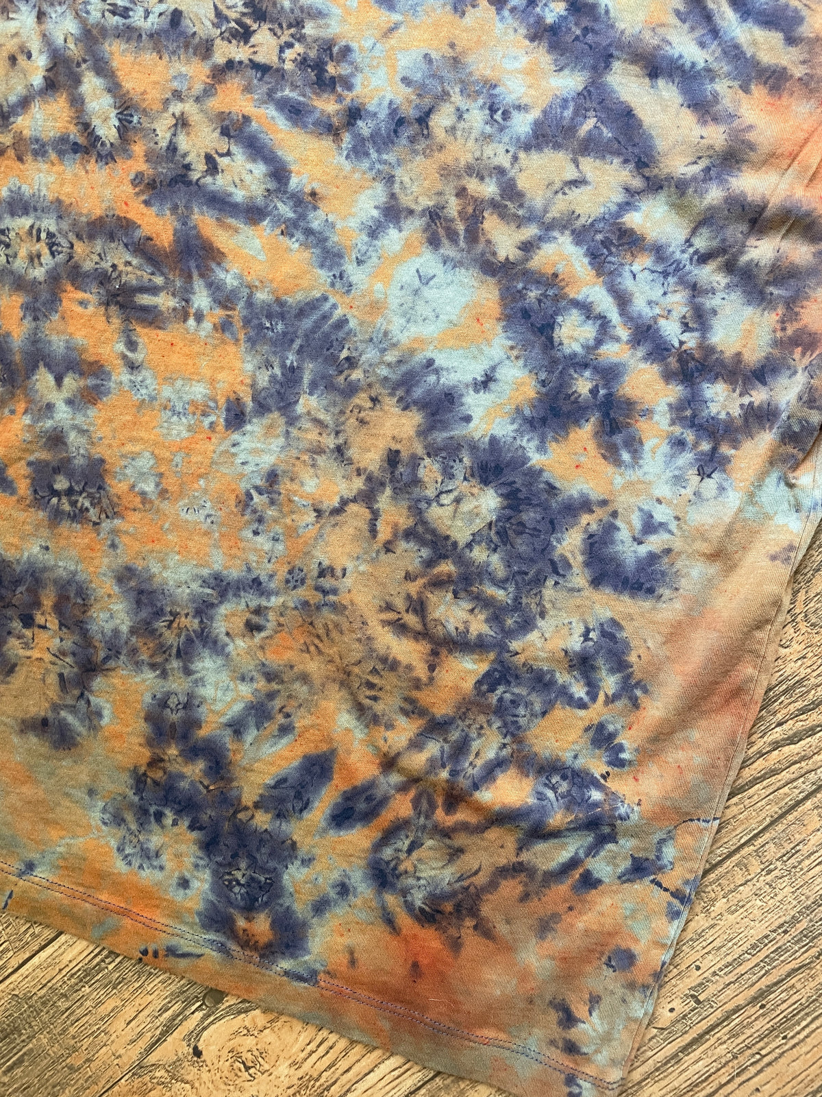 Tecovas Western Goods Blue and Brown Reverse Tie Dye Short Sleeve T-Shirt | Men's Medium