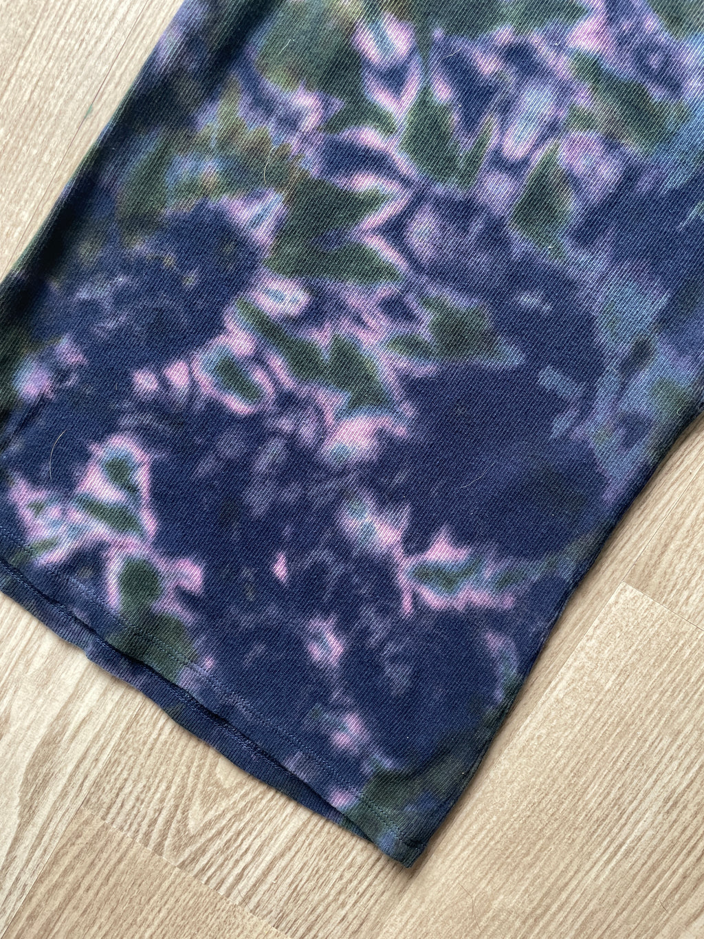 XS Women's Climbing Shoe Handmade Tie Dye Tank Top | One-Of-a-Kind Navy Blue and Green Sleeveless Shirt