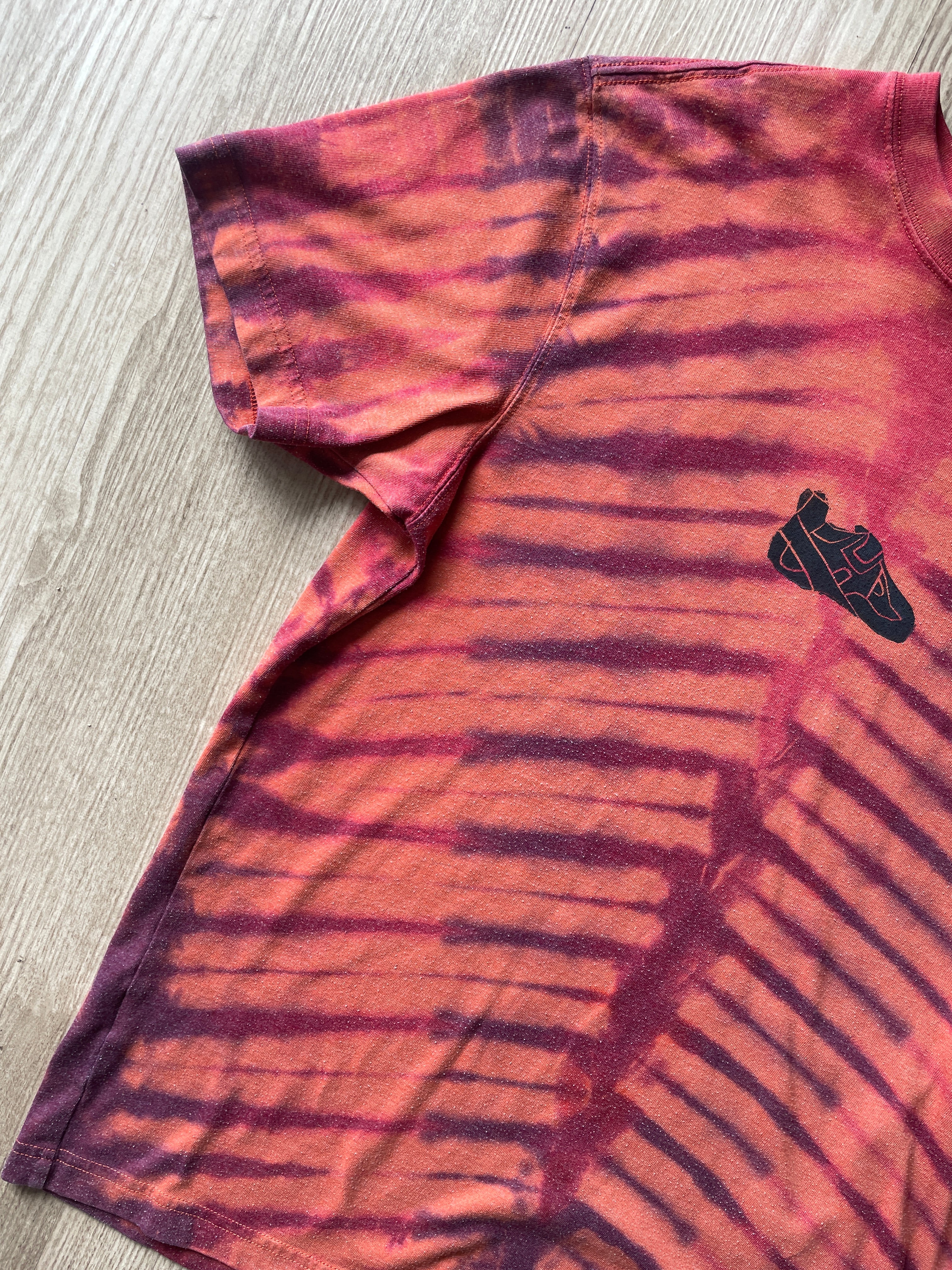 MEDIUM Men’s Eddie Bauer Climbing Shoe Handmade Tie Dye T-Shirt | One-Of-a-Kind Shades of Orange Short Sleeve