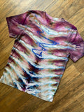Snowboarder First Run Pink and Blue Tie Dye Short Sleeve T-Shirt | Men's Large