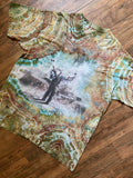 Native American Chief Sky Horses Earth Tones Geode Tie Dye Short Sleeve T-Shirt | Men's 2XL