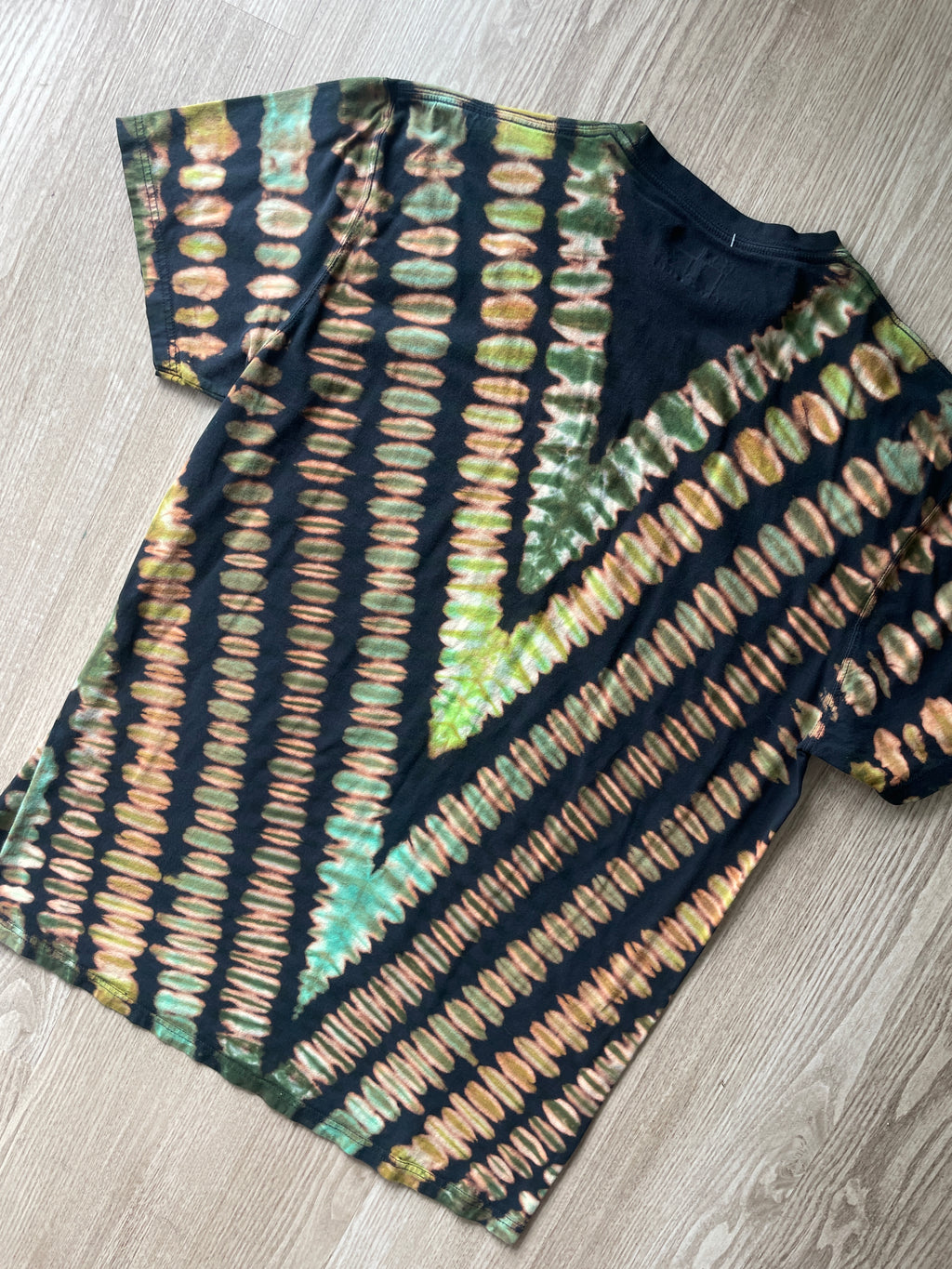 XL Men’s 5.11 Climbing Shoe Handmade Reversed Tie Dyed T-Shirt | One-Of-a-Kind Green and Black Short Sleeve