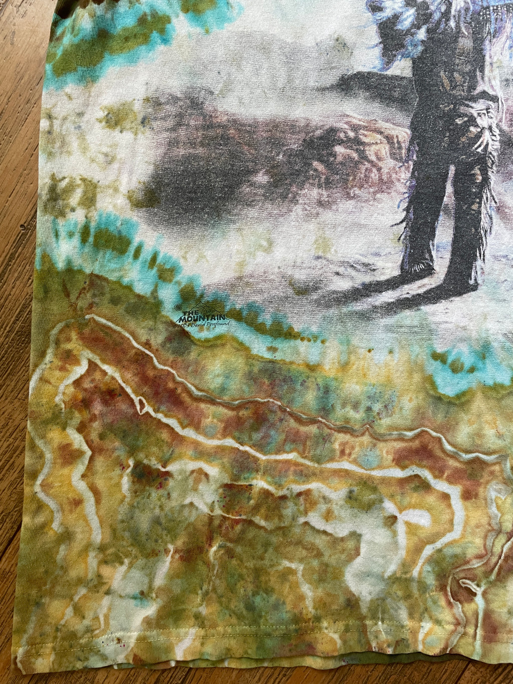Native American Chief Sky Horses Earth Tones Geode Tie Dye Short Sleeve T-Shirt | Men's 2XL
