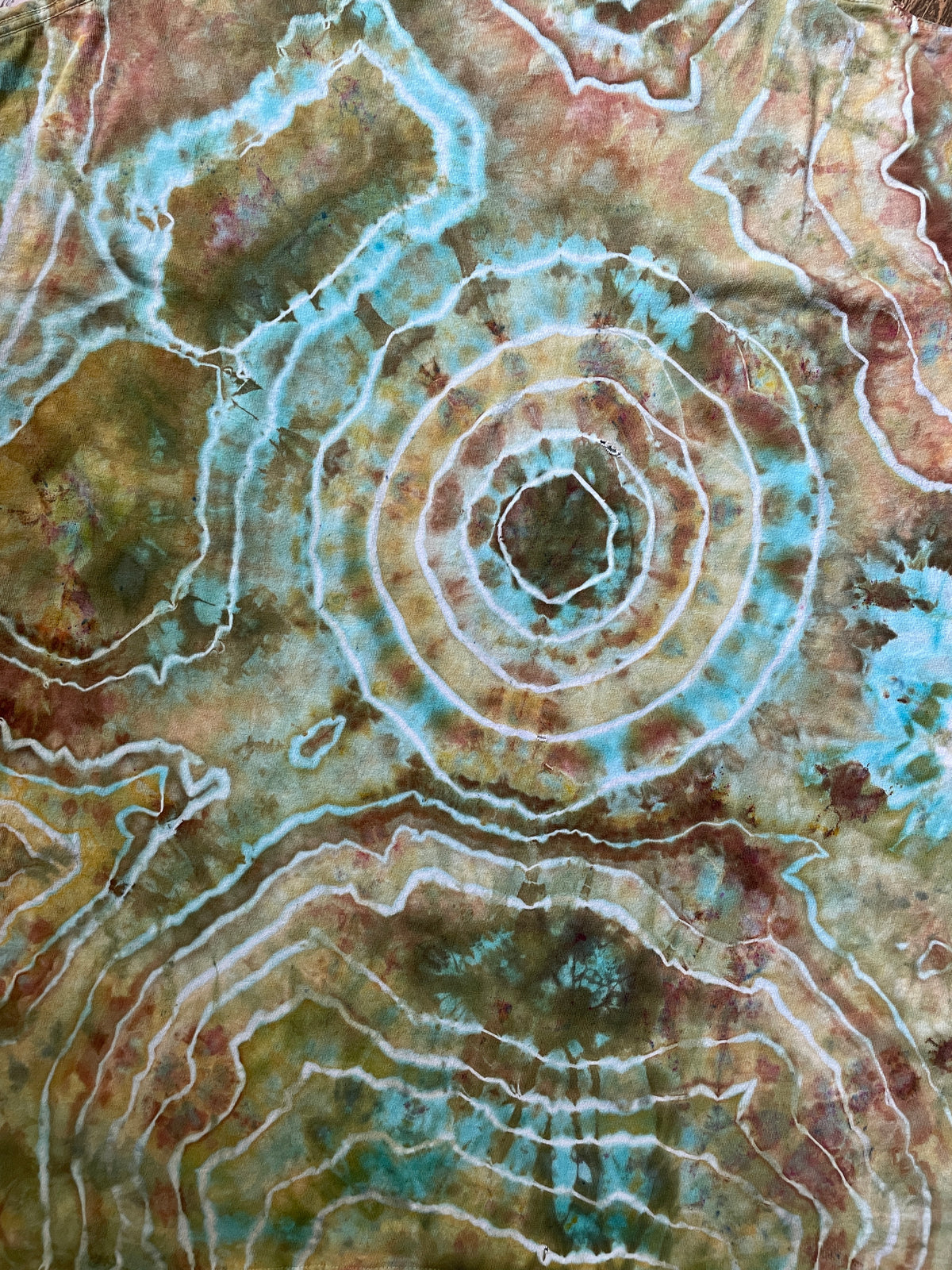 Native American Chief Sky Horses Earth Tones Geode Tie Dye Short Sleeve T-Shirt | Men's 2XL