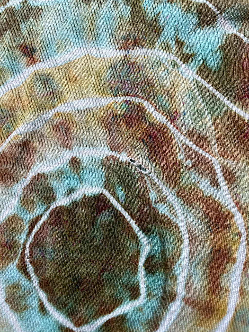 Native American Chief Sky Horses Earth Tones Geode Tie Dye Short Sleeve T-Shirt | Men's 2XL