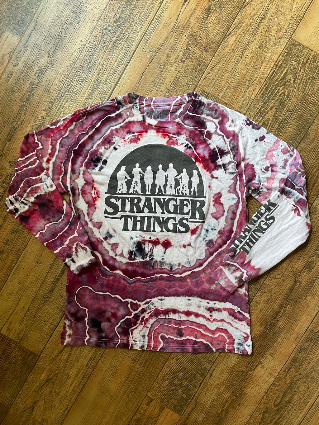 Stranger Things Red and White Tie Dye Long Sleeve Sleeve T-Shirt | Men's Large
