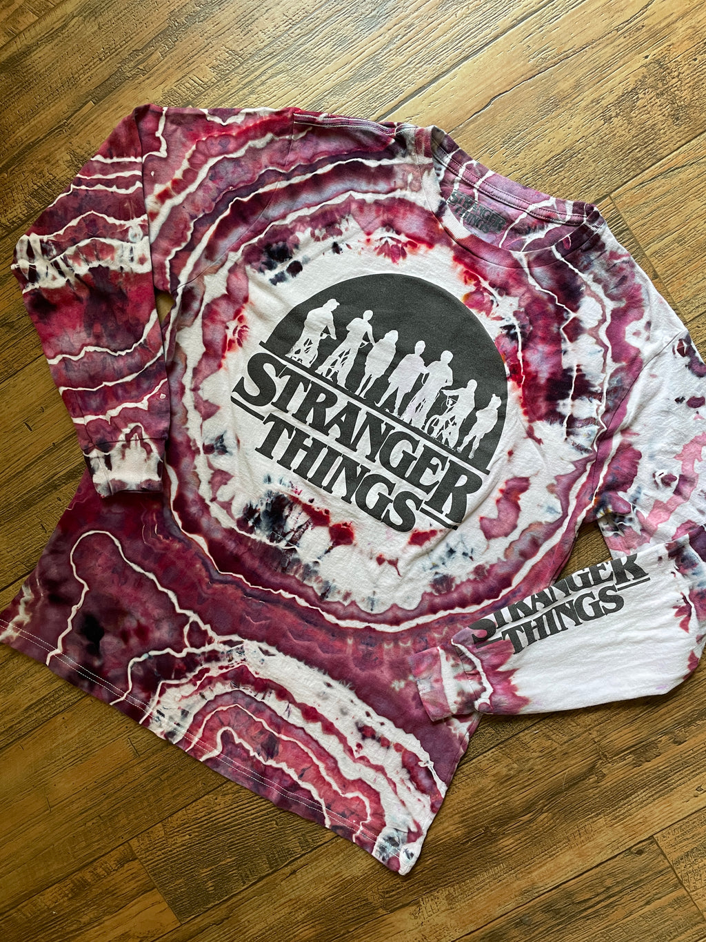 Stranger Things Red and White Tie Dye Long Sleeve Sleeve T-Shirt | Men's Large