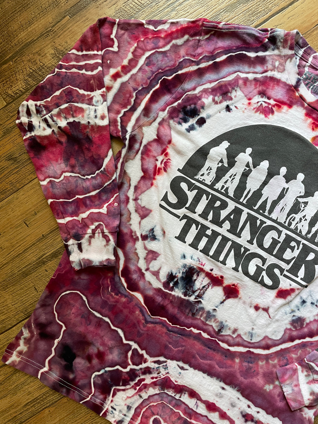 Stranger Things Red and White Tie Dye Long Sleeve Sleeve T-Shirt | Men's Large