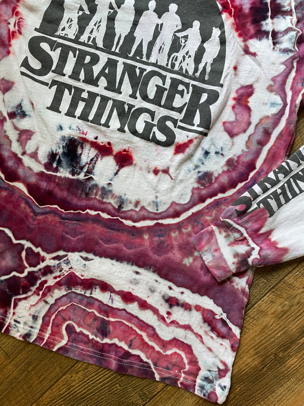 Stranger Things Red and White Tie Dye Long Sleeve Sleeve T-Shirt | Men's Large