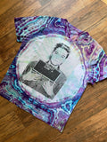 Elvis Presley Mugshot Pink and Blue Geode Tie Dye Short Sleeve T-Shirt | Men's M/L