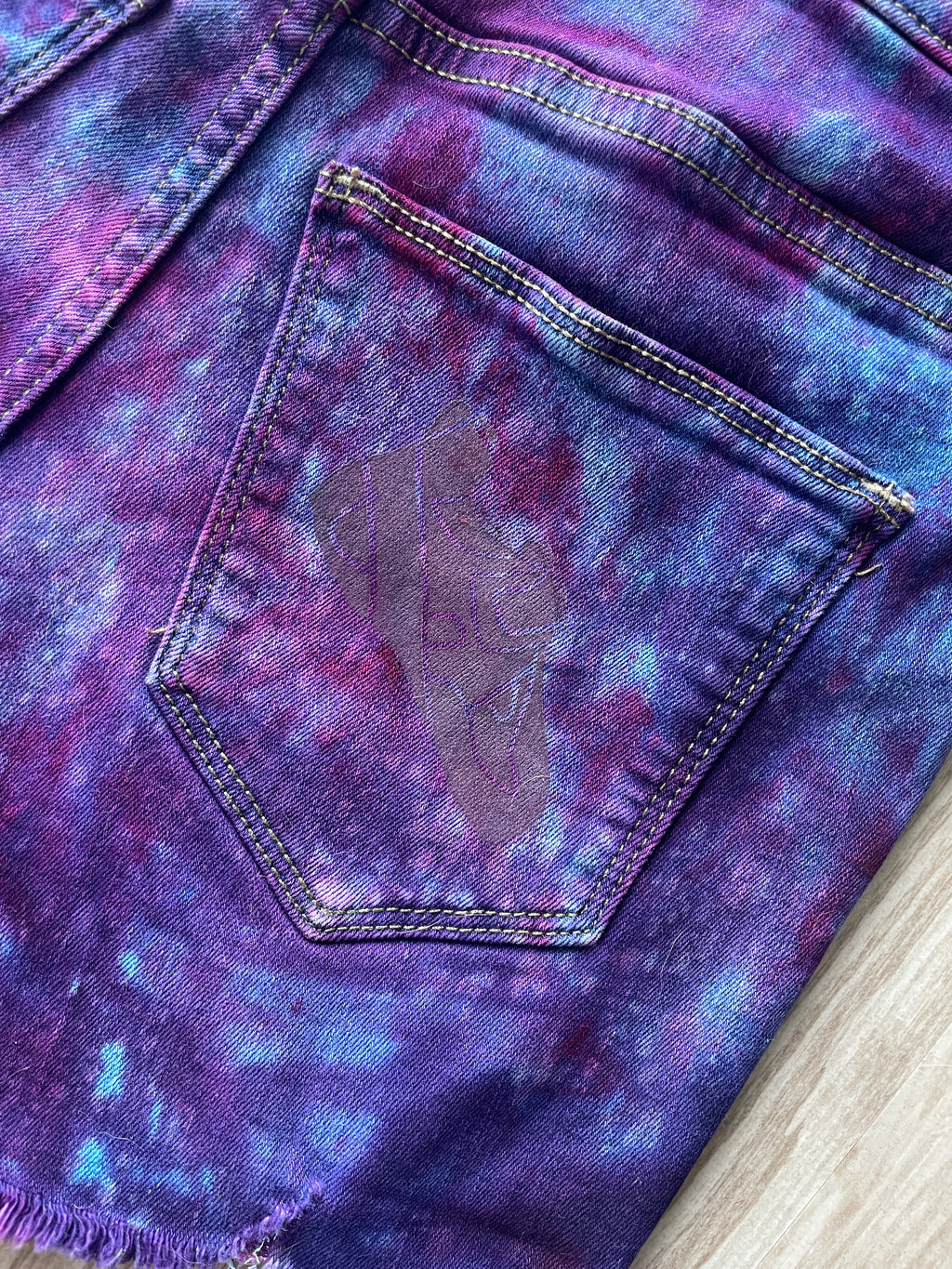 Size 2 Women's Universal Threads Galaxy Dye Handmade Tie Dye Shorts | Blue and Purple Galaxy Ice Dye Tie Dye Shorts