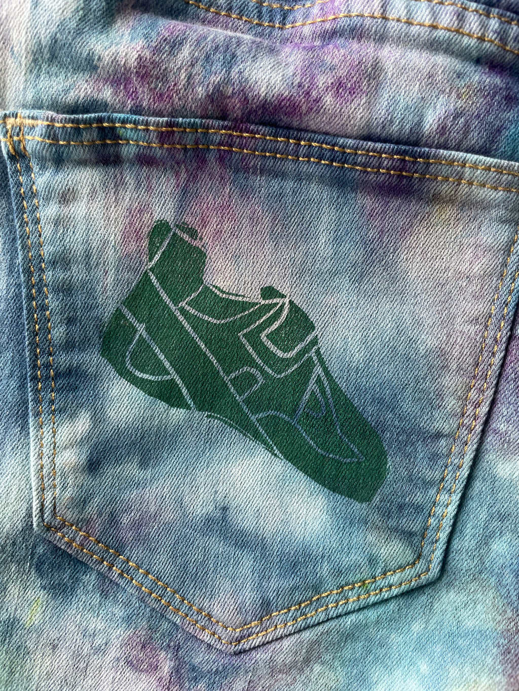 Size 2 Women's Climbing Shoe Galaxy Dye Handmade Tie Dye Shorts | Blue Galaxy Ice Dye Tie Dye Shorts