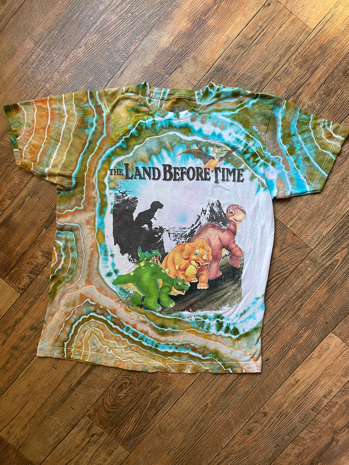 Land Before Time Earth Tones Tie Dye Short Sleeve T-Shirt | Men's Large
