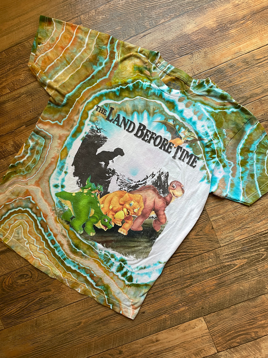 Land Before Time Earth Tones Tie Dye Short Sleeve T-Shirt | Men's Large