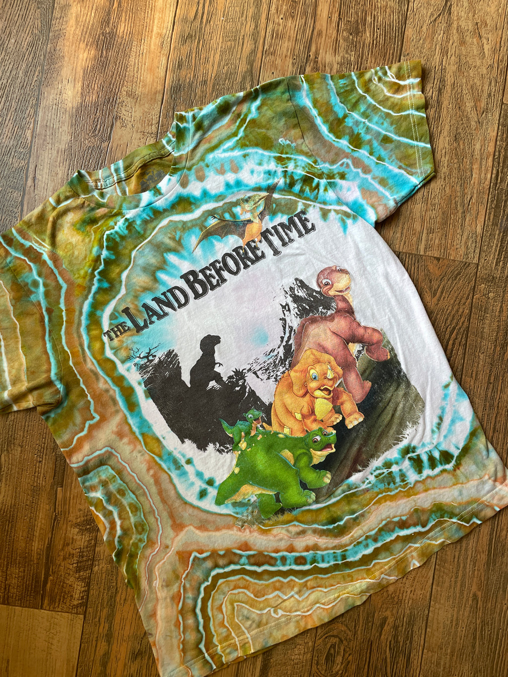 Land Before Time Earth Tones Tie Dye Short Sleeve T-Shirt | Men's Large