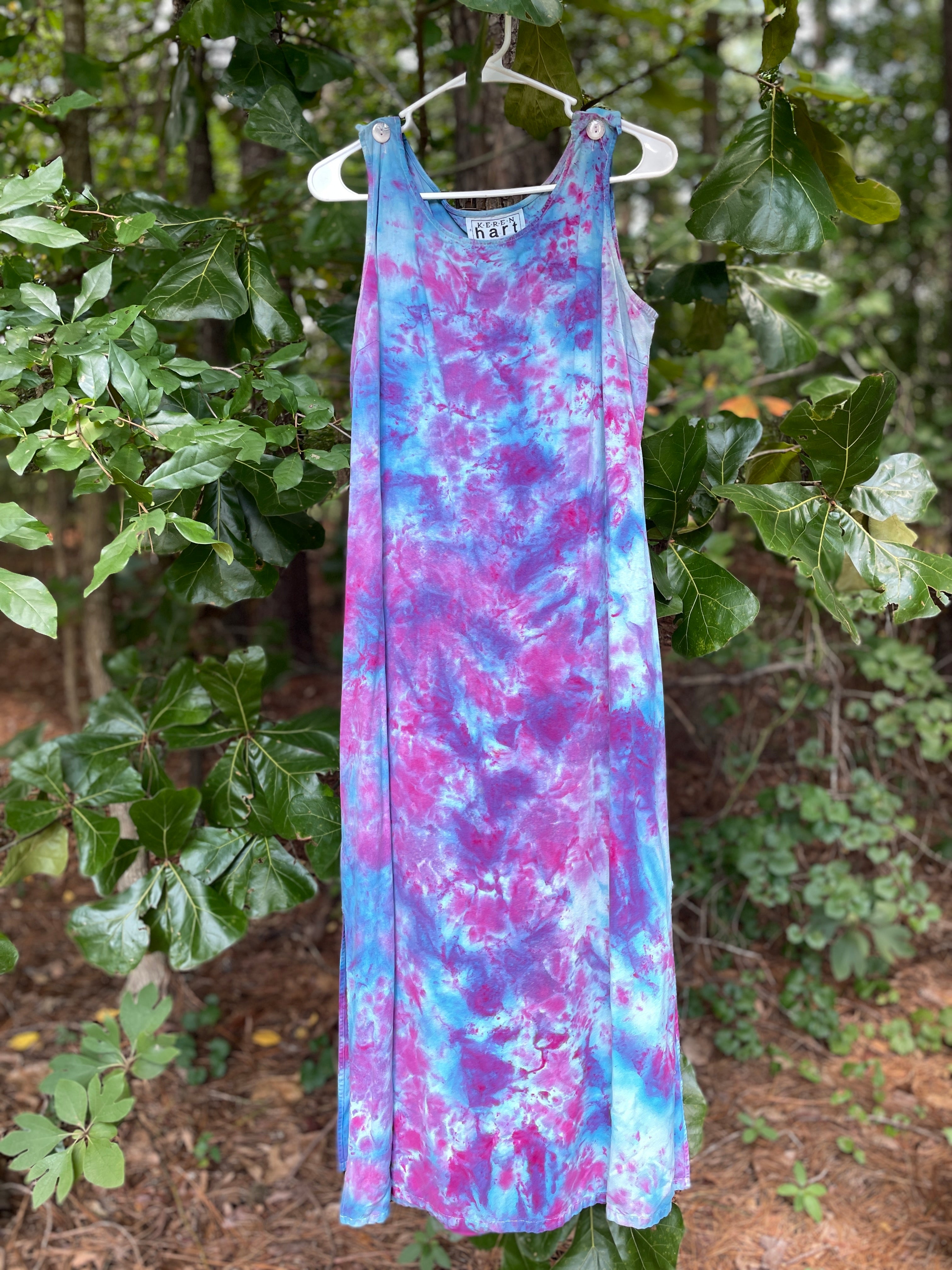LARGE Women’s Handmade Galaxy Dye Silk Dress | One-Of-a-Kind Upcycled Sleeveless Dress