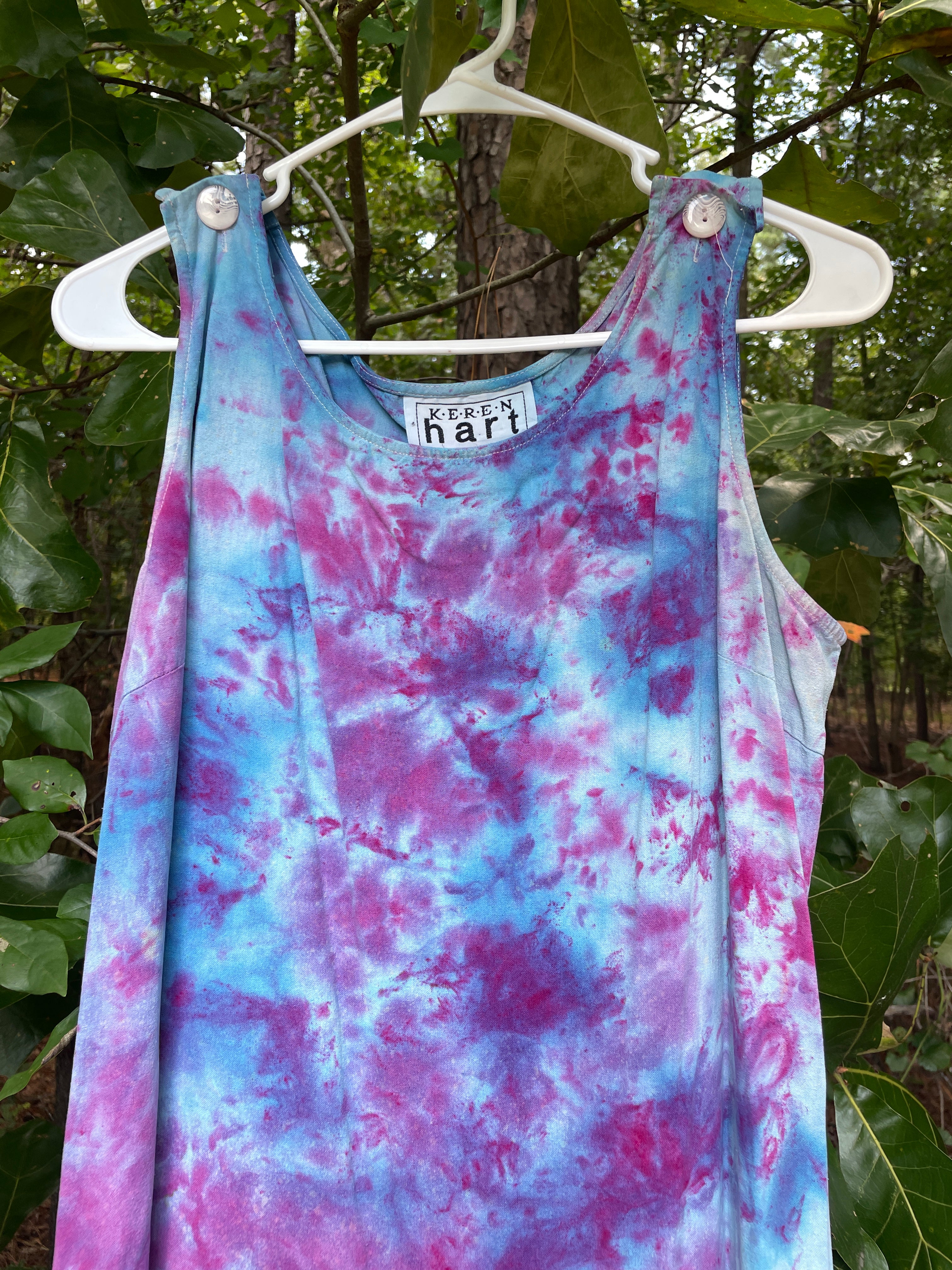 LARGE Women’s Handmade Galaxy Dye Silk Dress | One-Of-a-Kind Upcycled Sleeveless Dress