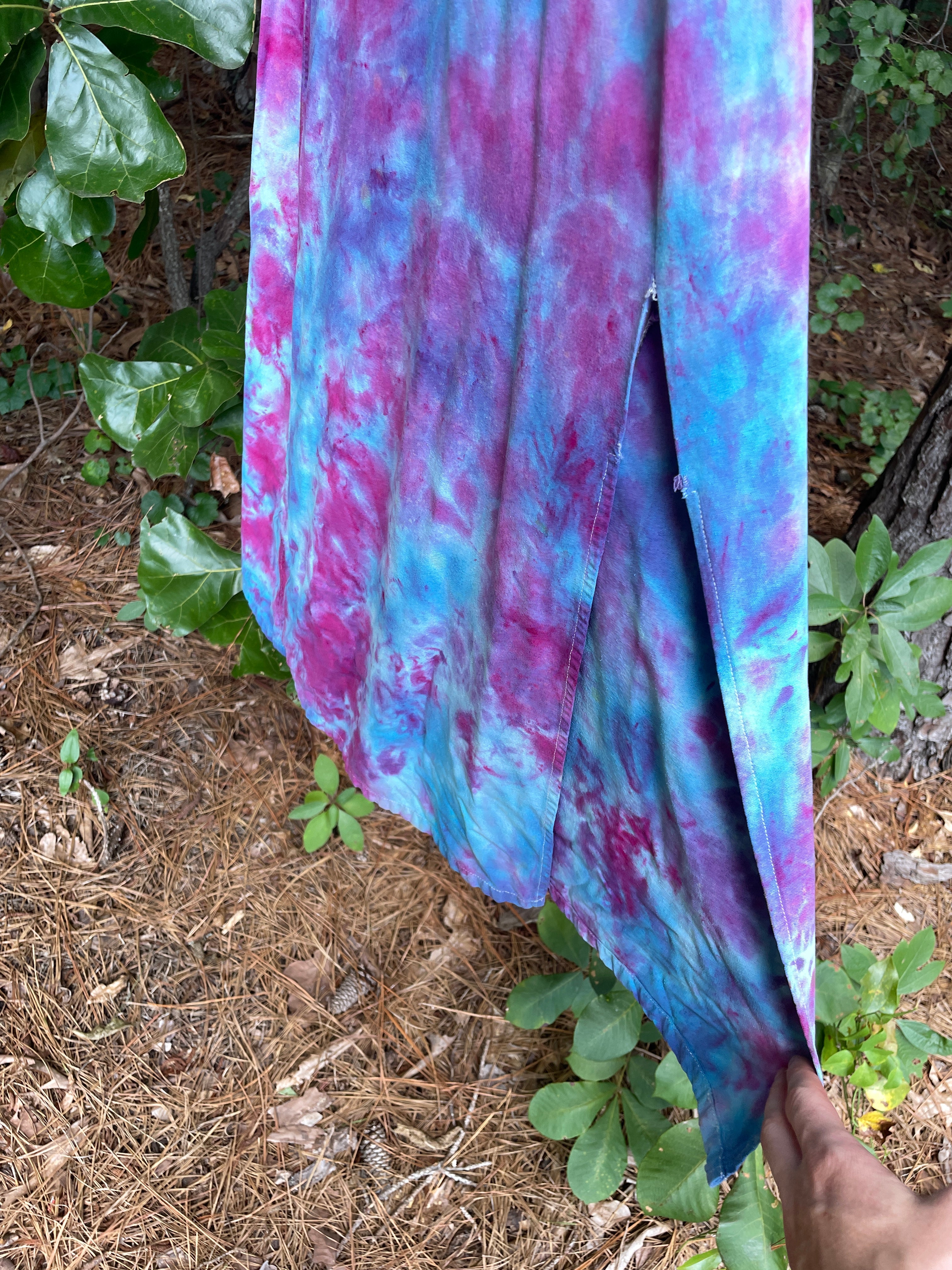 LARGE Women’s Handmade Galaxy Dye Silk Dress | One-Of-a-Kind Upcycled Sleeveless Dress