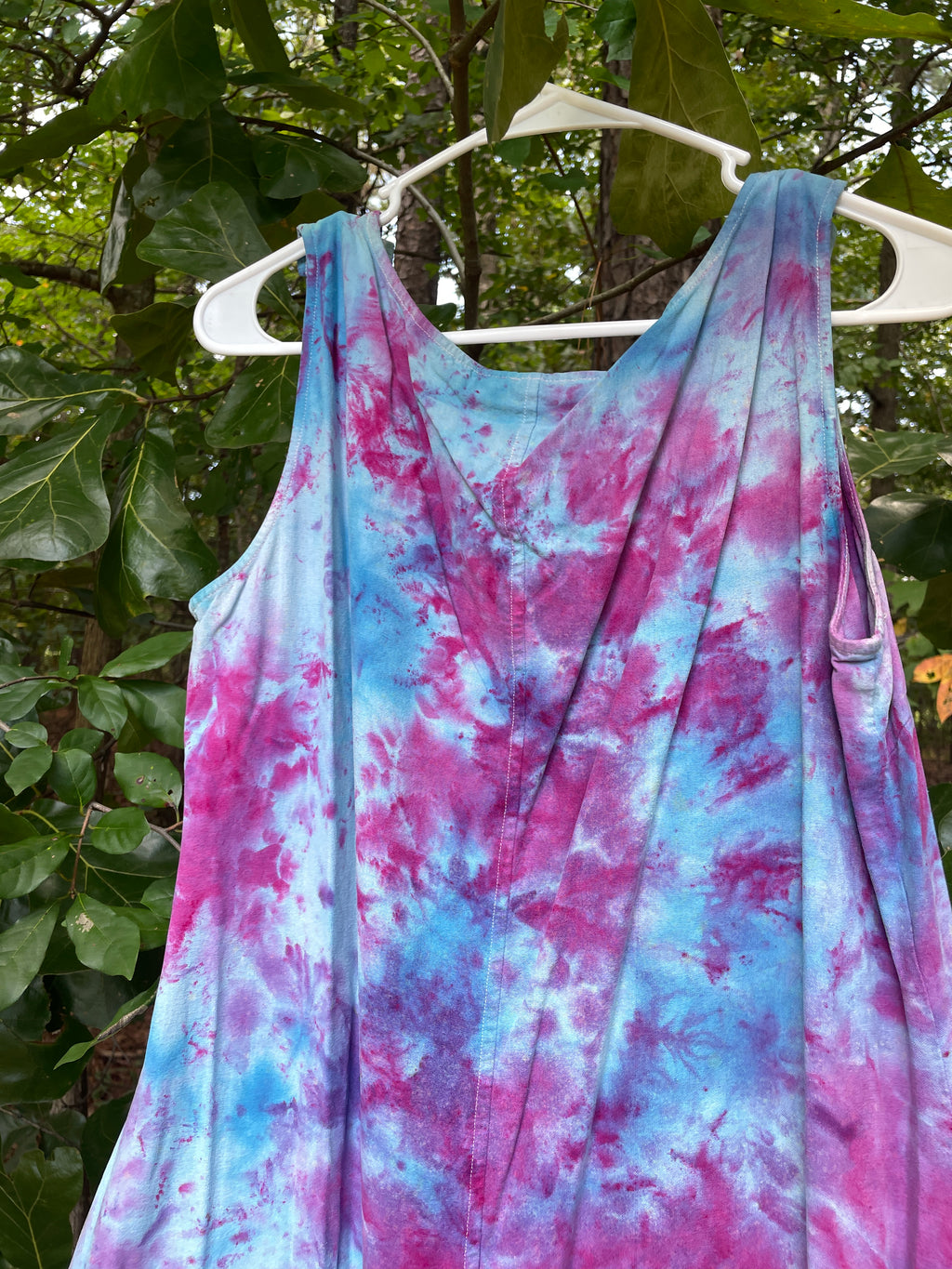 LARGE Women’s Handmade Galaxy Dye Silk Dress | One-Of-a-Kind Upcycled Sleeveless Dress