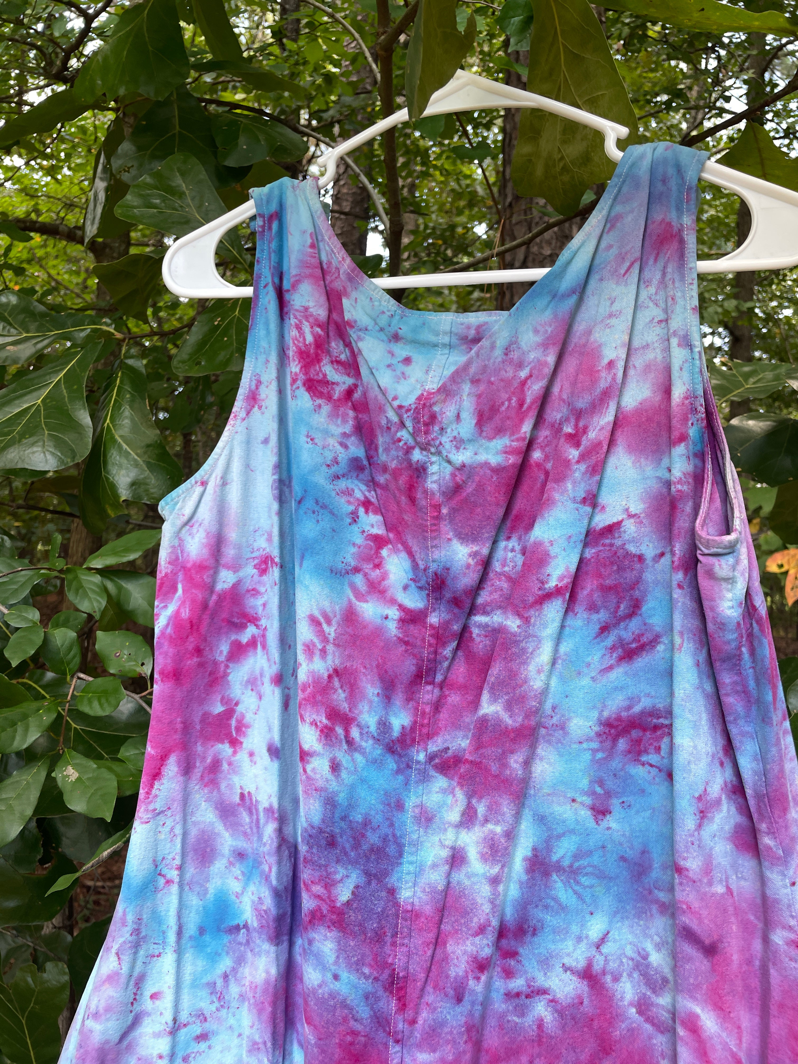 LARGE Women’s Handmade Galaxy Dye Silk Dress | One-Of-a-Kind Upcycled Sleeveless Dress