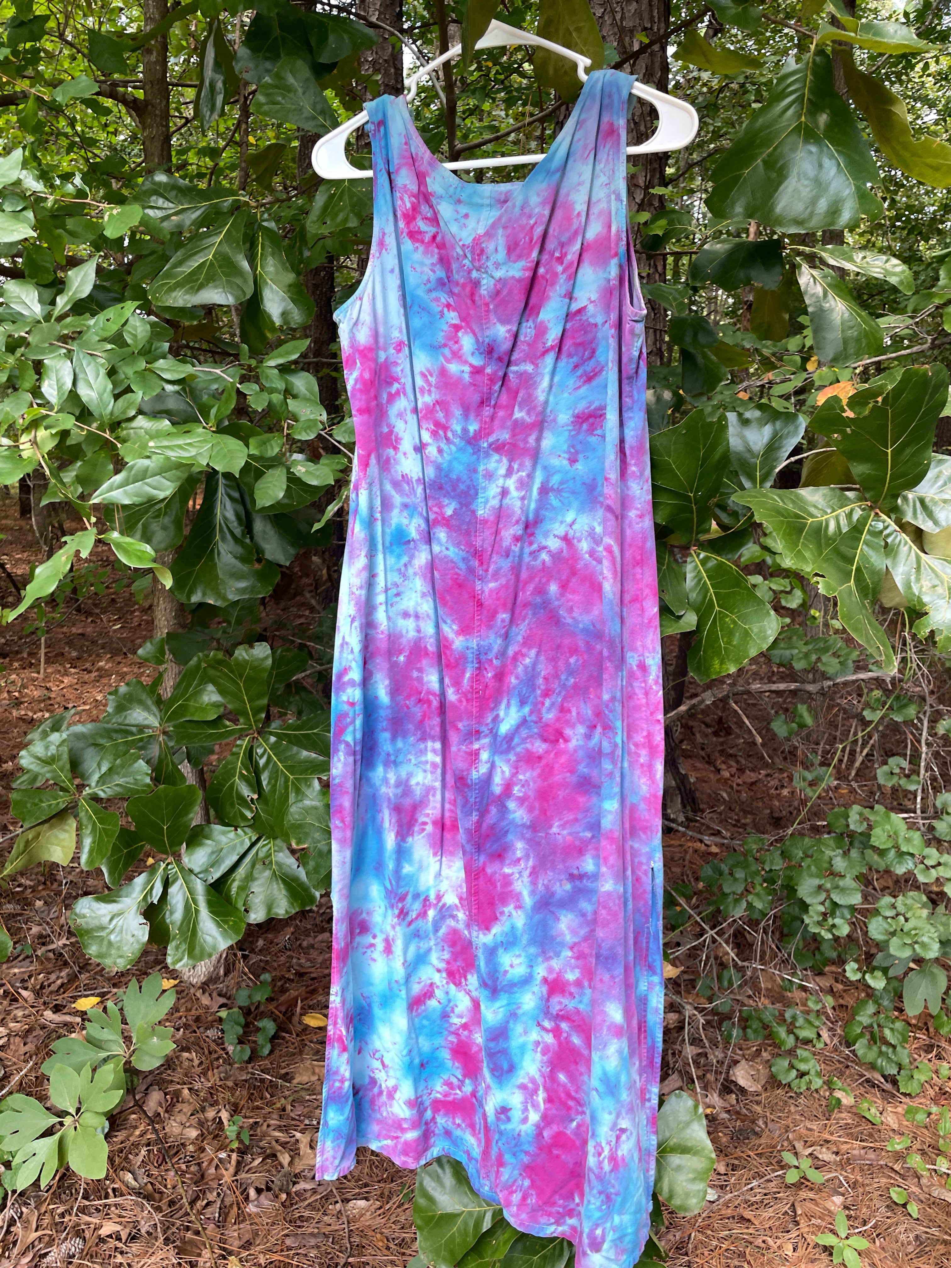 LARGE Women’s Handmade Galaxy Dye Silk Dress | One-Of-a-Kind Upcycled Sleeveless Dress