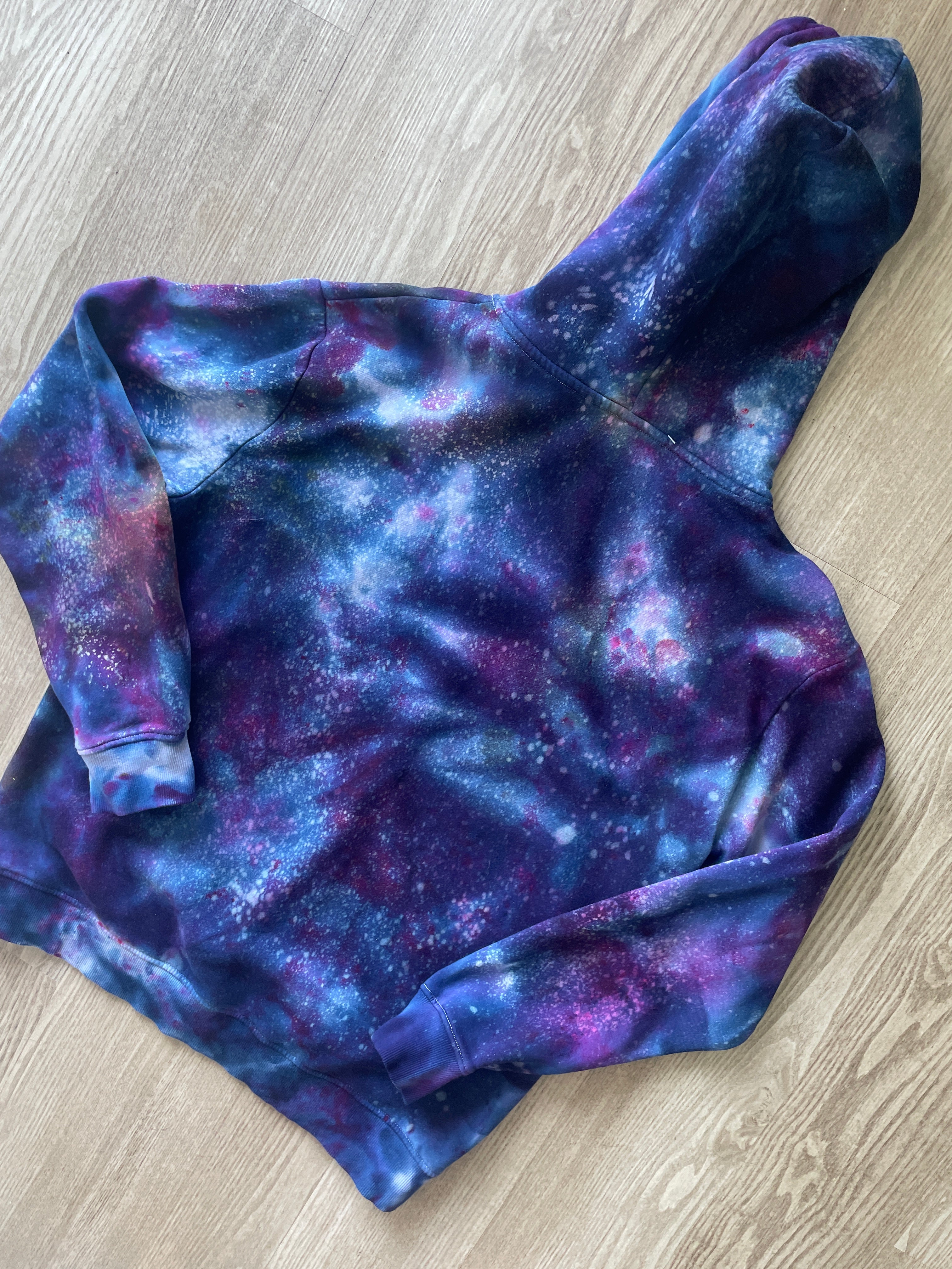 LARGE Men’s SpongeBob Squarepants Galaxy Tie Dye Sweatshirt | One-Of-a-Kind Purple and Blue Ice Dye Long Sleeve