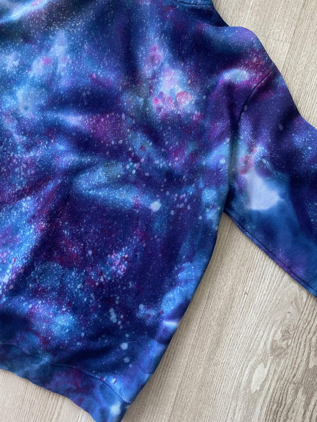 LARGE Men’s SpongeBob Squarepants Galaxy Tie Dye Sweatshirt | One-Of-a-Kind Purple and Blue Ice Dye Long Sleeve