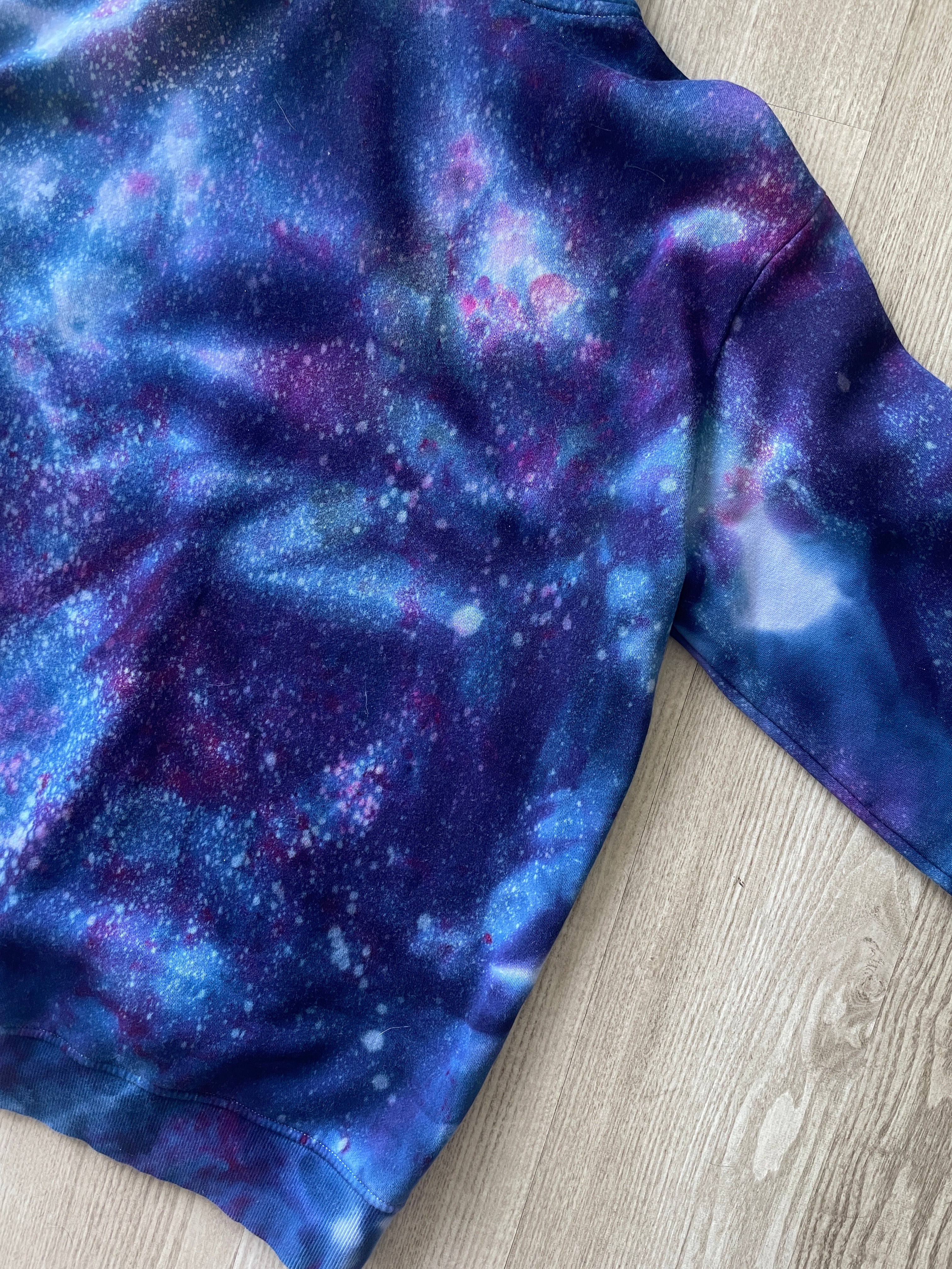 LARGE Men’s SpongeBob Squarepants Galaxy Tie Dye Sweatshirt | One-Of-a-Kind Purple and Blue Ice Dye Long Sleeve