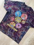 XL Men’s SpongeBob Squarepants Airbrushed Reverse Tie Dye T-Shirt | One-Of-a-Kind Black, Purple, and Blue Crumpled Short Sleeve