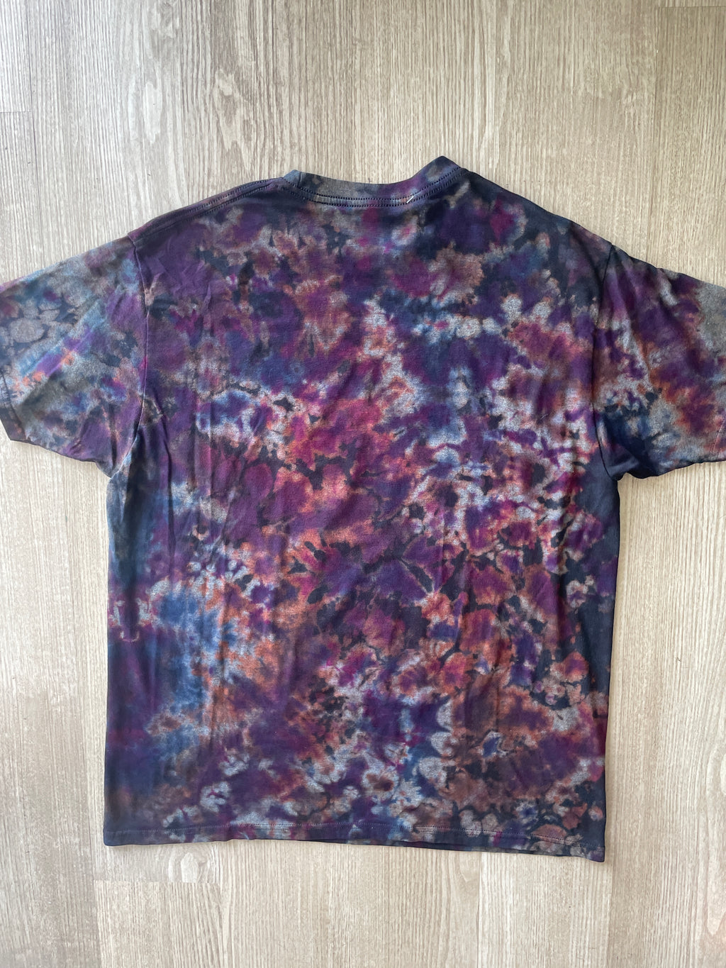 XL Men’s SpongeBob Squarepants Airbrushed Reverse Tie Dye T-Shirt | One-Of-a-Kind Black, Purple, and Blue Crumpled Short Sleeve