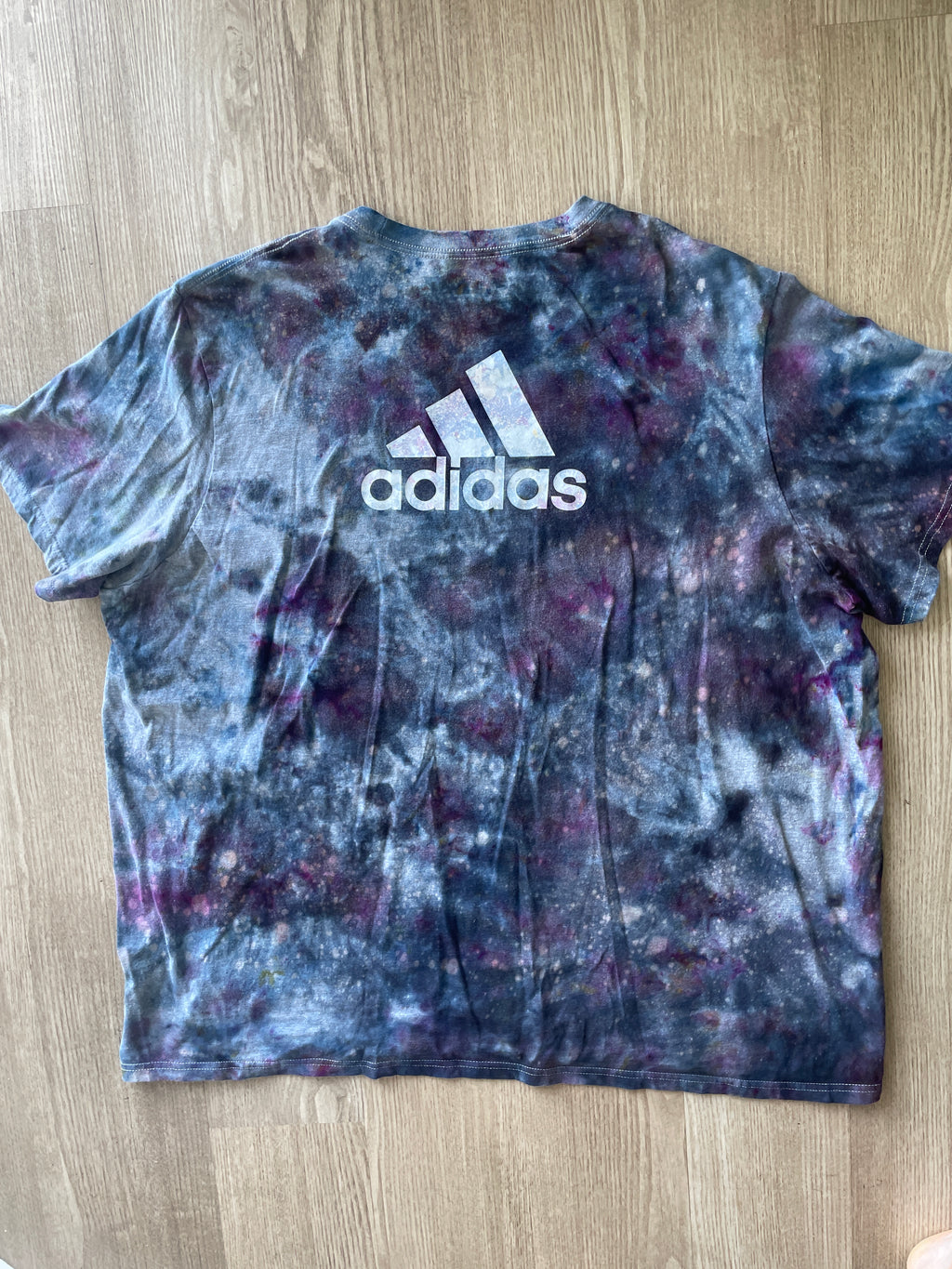 3XL Men’s adidas Tie Dye T-Shirt | One-Of-a-Kind Gray and Black Ice Dye Short Sleeve