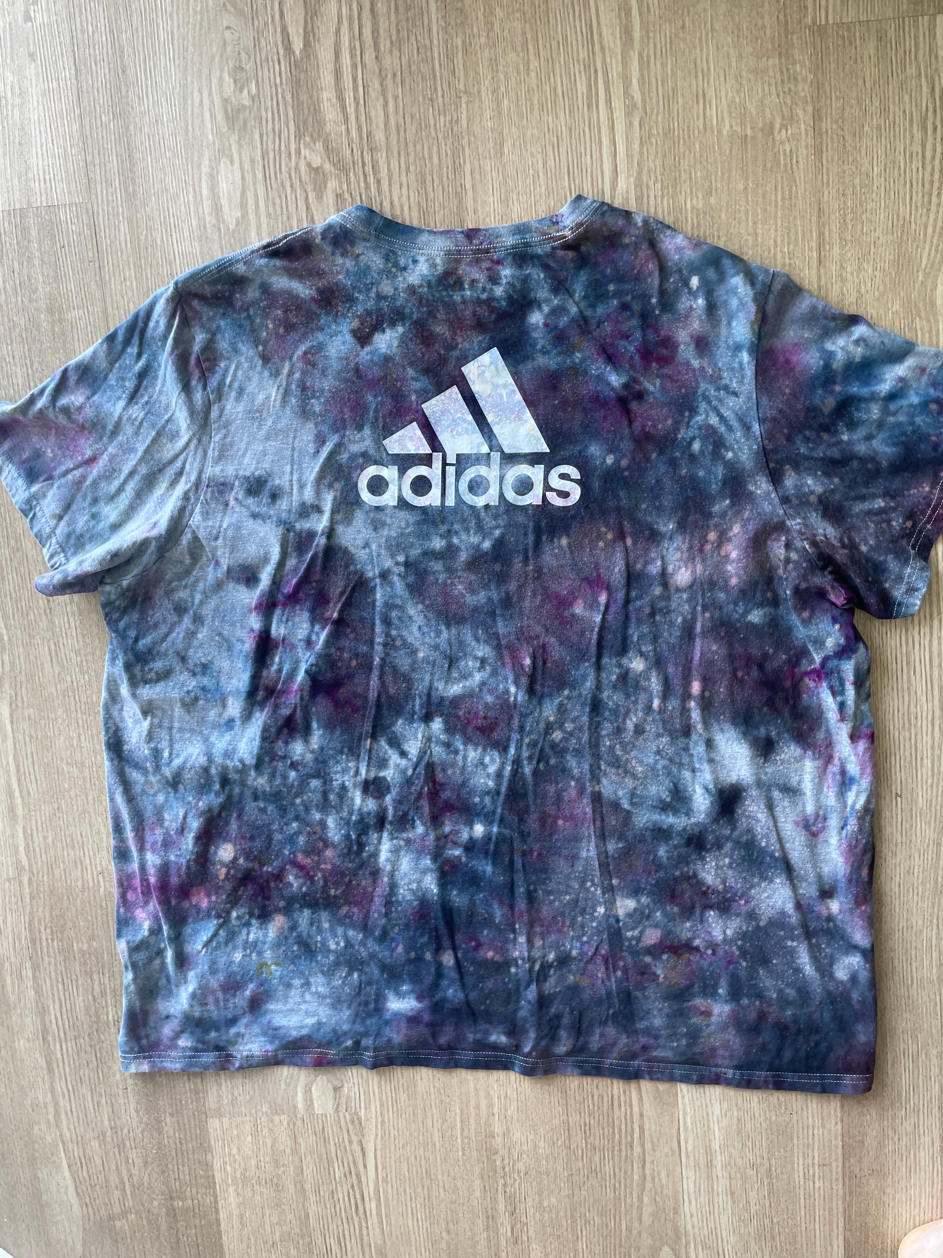3XL Men’s adidas Tie Dye T-Shirt | One-Of-a-Kind Gray and Black Ice Dye Short Sleeve