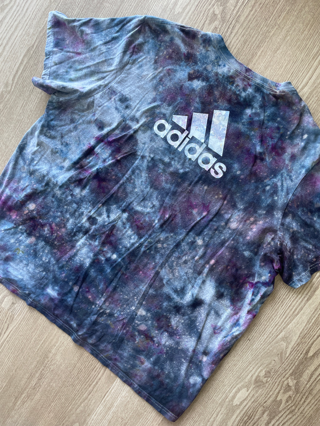 3XL Men’s adidas Tie Dye T-Shirt | One-Of-a-Kind Gray and Black Ice Dye Short Sleeve