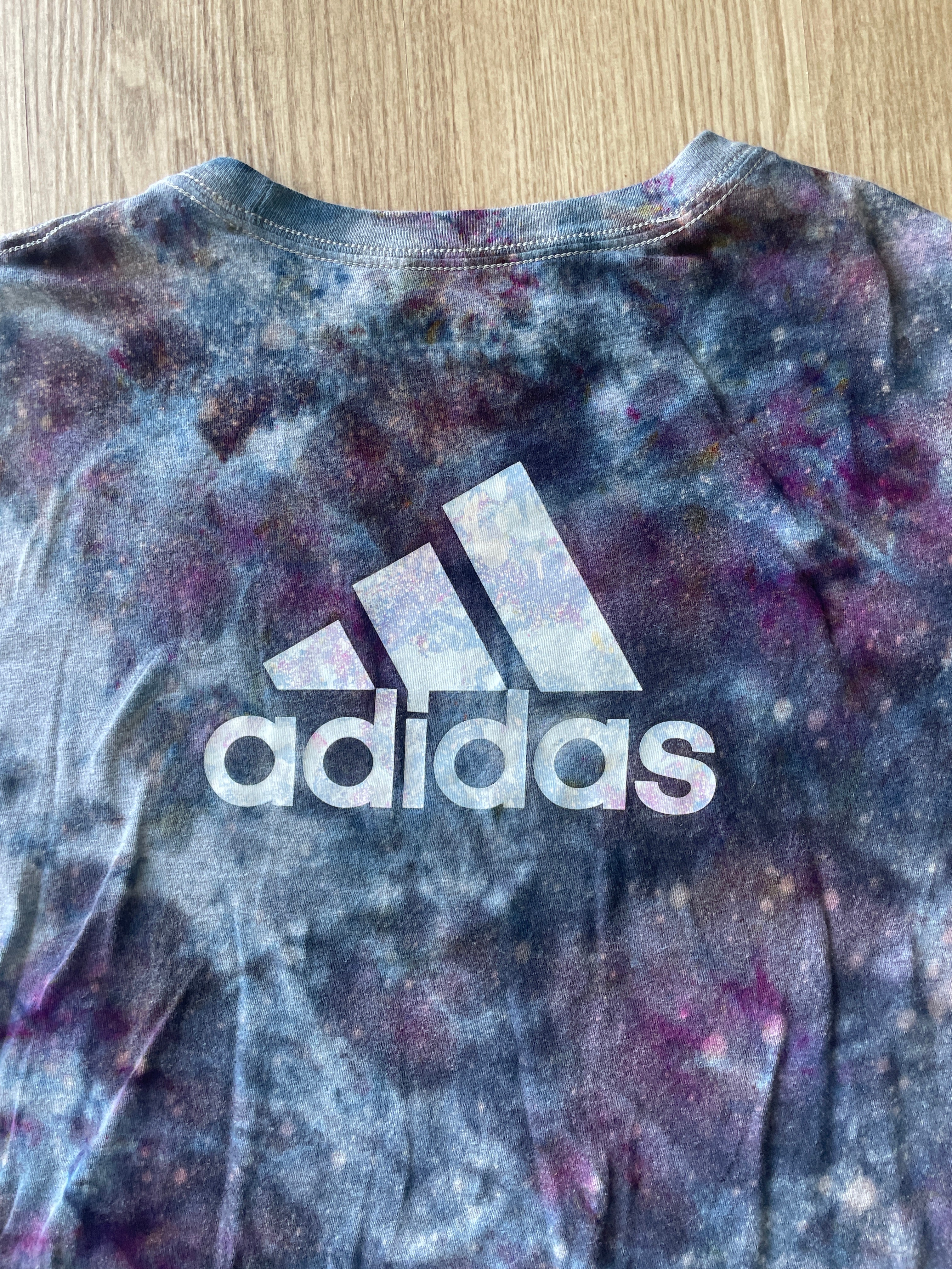 3XL Men’s adidas Tie Dye T-Shirt | One-Of-a-Kind Gray and Black Ice Dye Short Sleeve