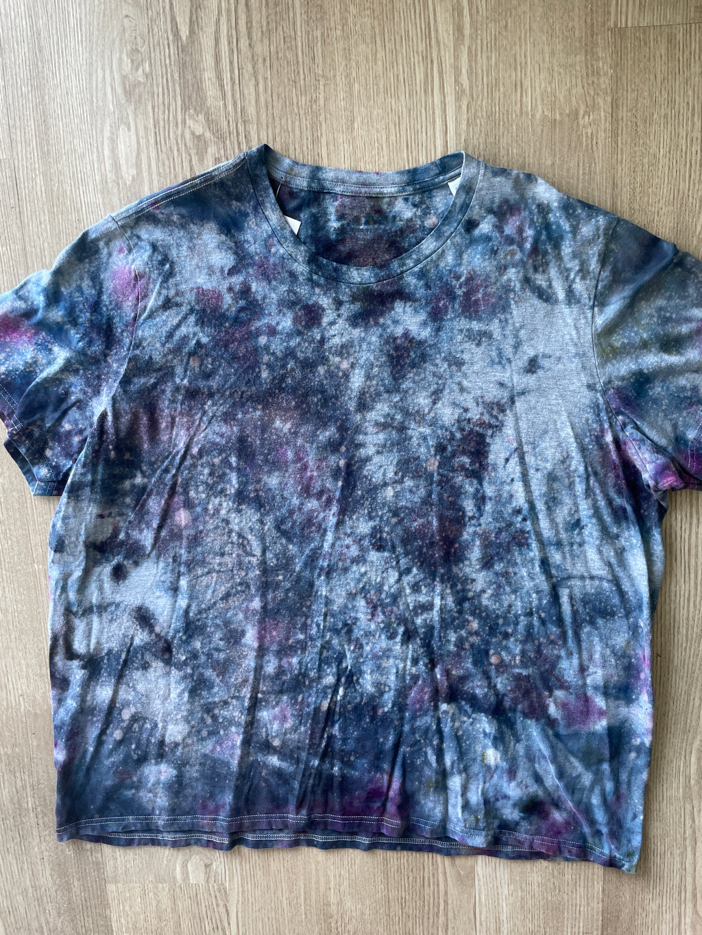3XL Men’s adidas Tie Dye T-Shirt | One-Of-a-Kind Gray and Black Ice Dye Short Sleeve