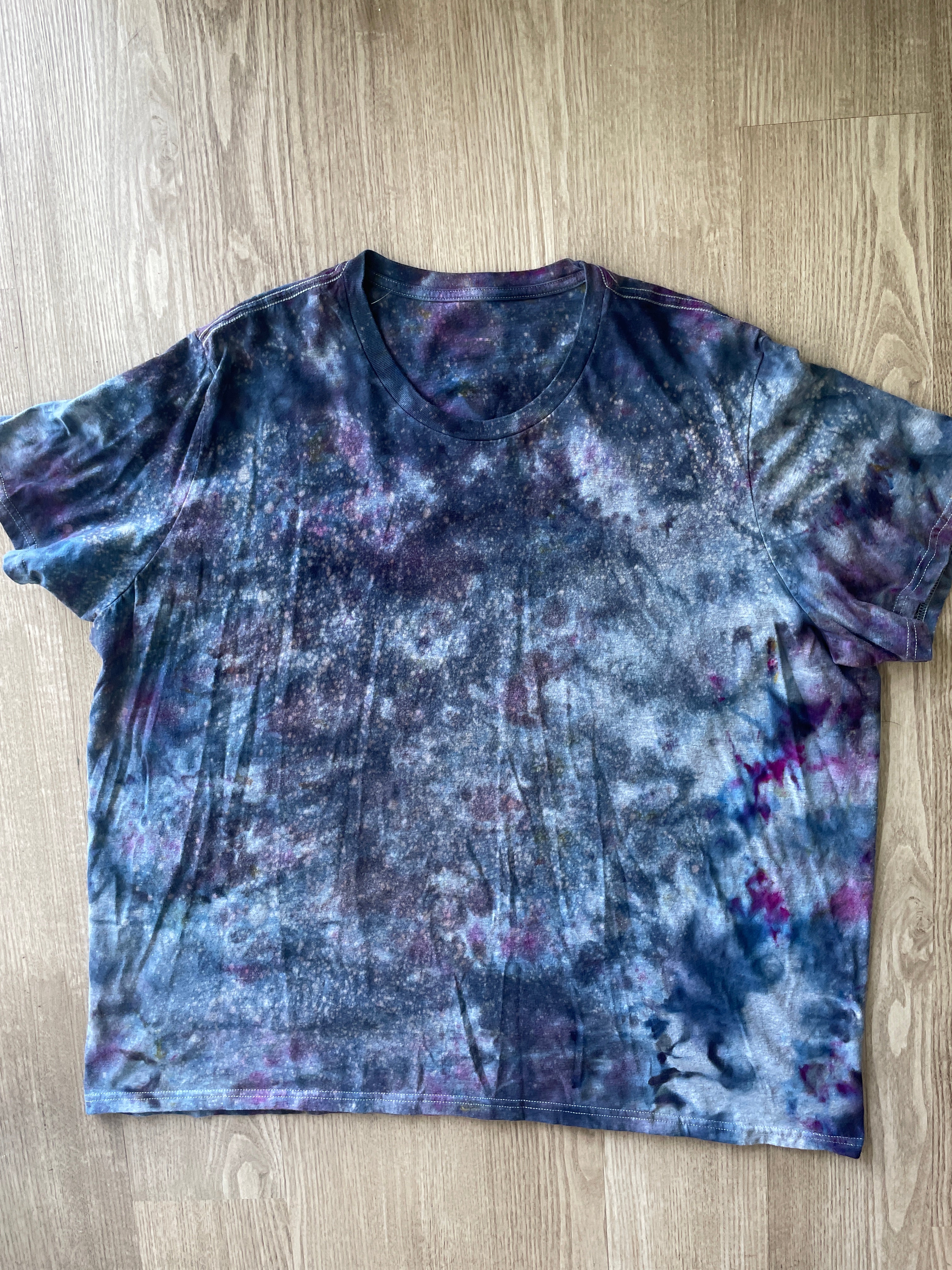 3XL Men’s adidas Tie Dye T-Shirt | One-Of-a-Kind Gray and Black Ice Dye Short Sleeve