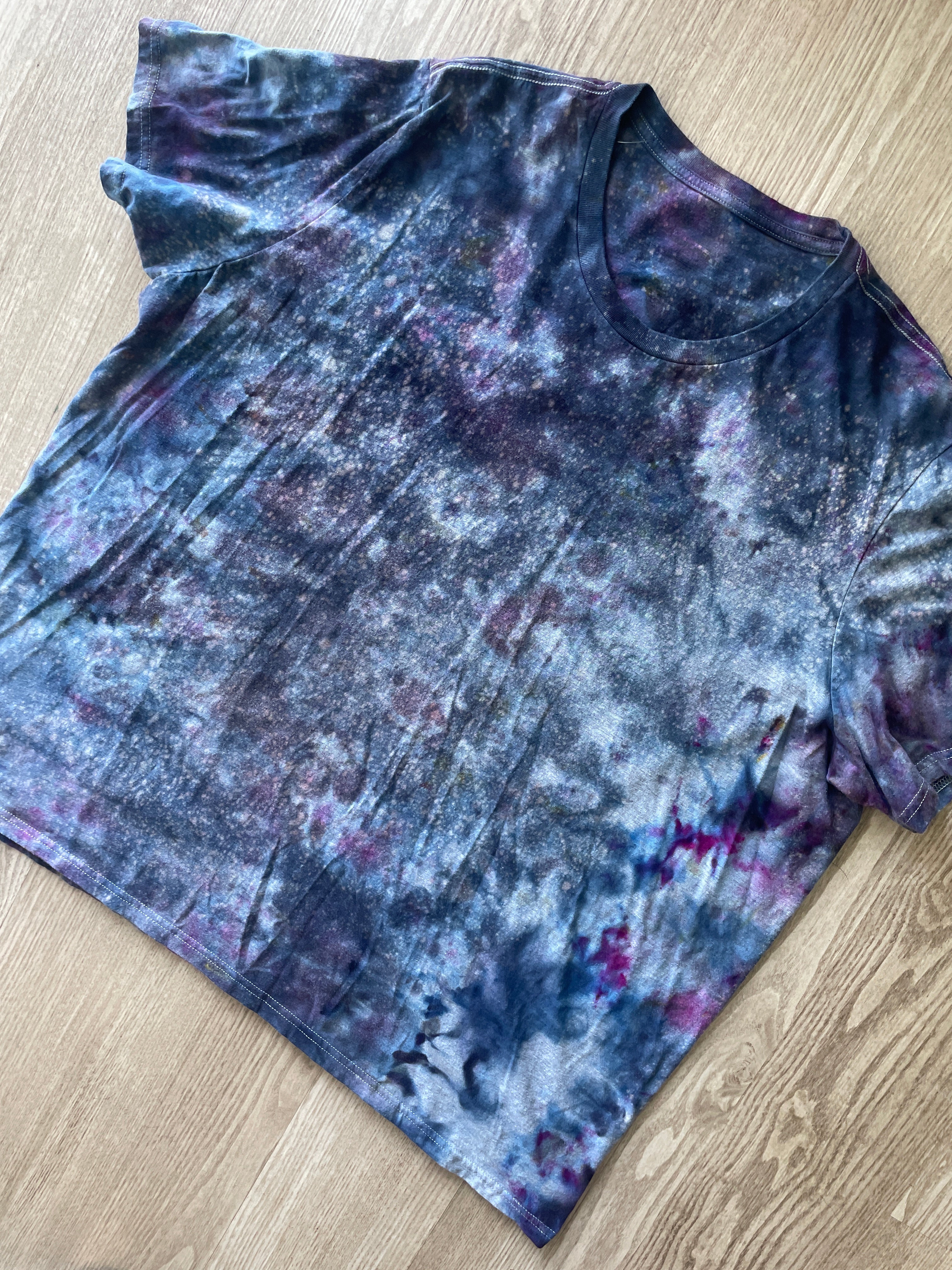 3XL Men’s adidas Tie Dye T-Shirt | One-Of-a-Kind Gray and Black Ice Dye Short Sleeve