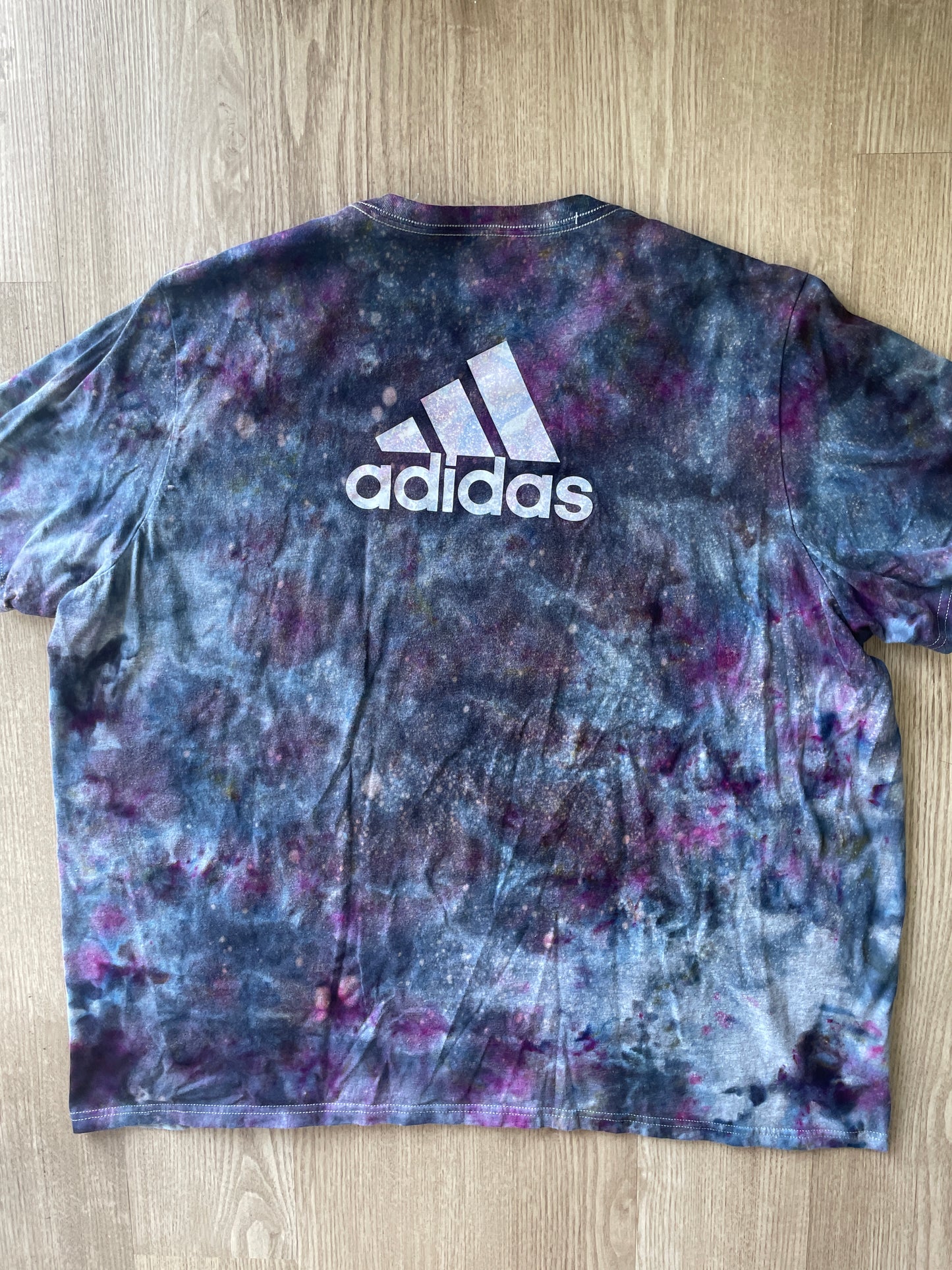 3XL Men’s adidas Tie Dye T-Shirt | One-Of-a-Kind Gray and Black Ice Dye Short Sleeve