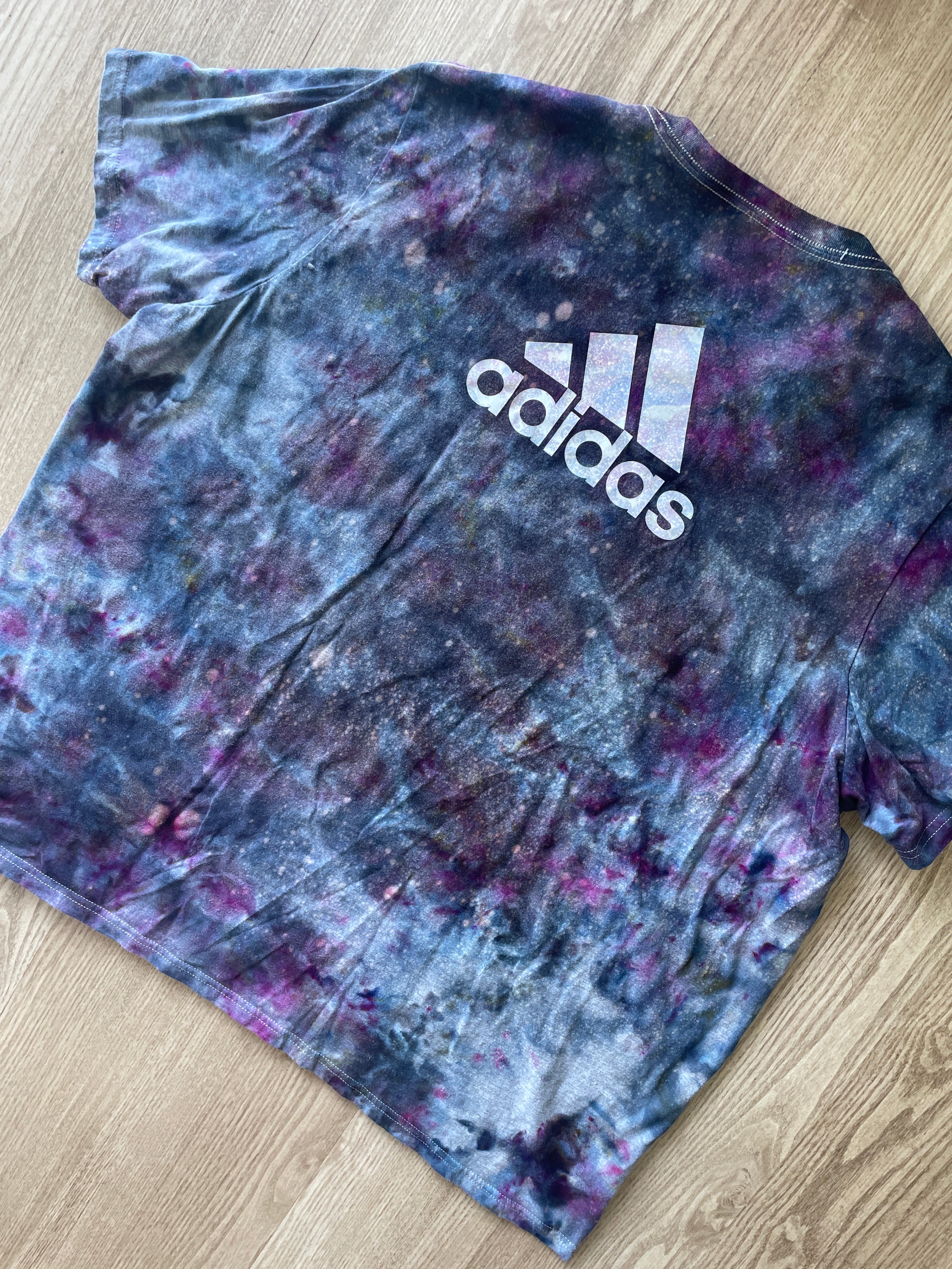 3XL Men’s adidas Tie Dye T-Shirt | One-Of-a-Kind Gray and Black Ice Dye Short Sleeve