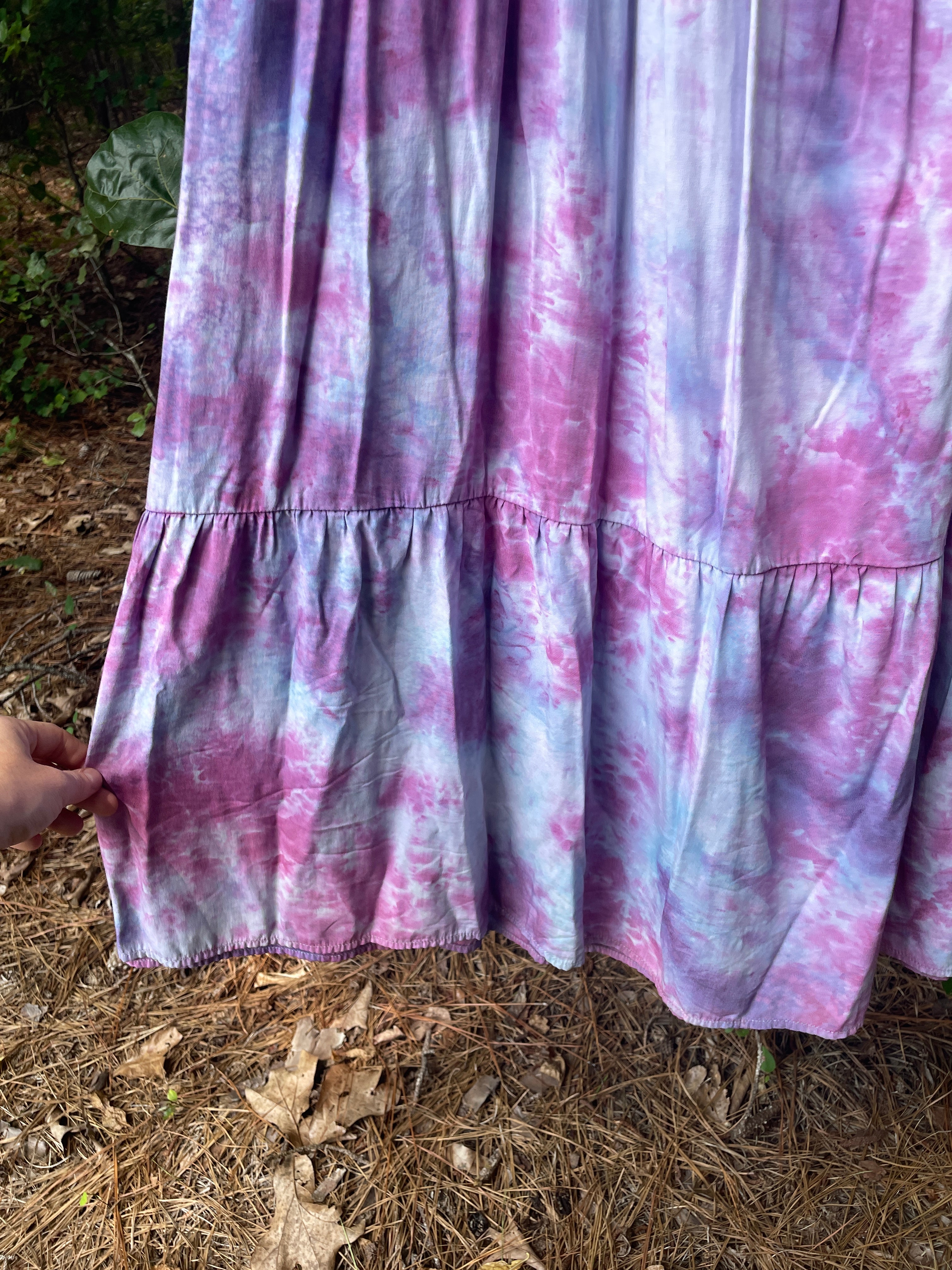 XL Women’s Handmade Galaxy Dye Spaghetti Strap Maxi Dress | One-Of-a-Kind Upcycled Sleeveless Dress